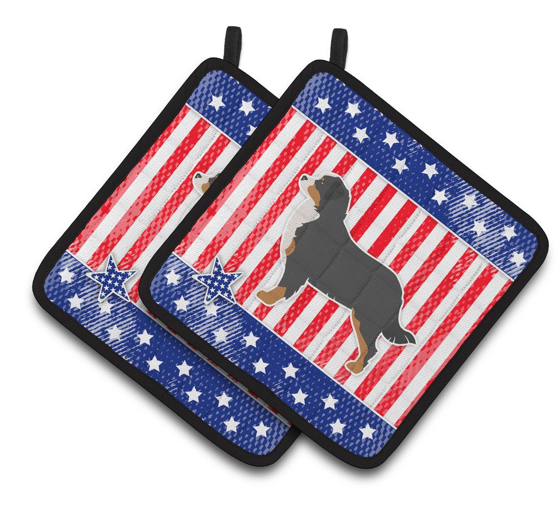 USA Patriotic Bernese Mountain Dog Pair of Pot Holders BB3319PTHD by Caroline's Treasures