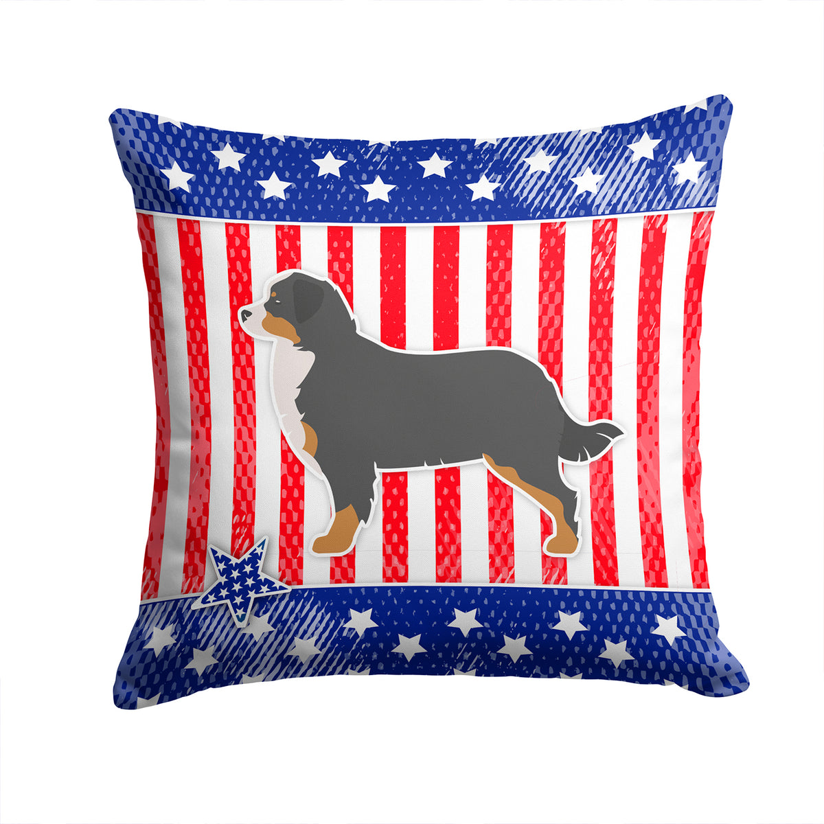 USA Patriotic Bernese Mountain Dog Fabric Decorative Pillow BB3319PW1414 - the-store.com
