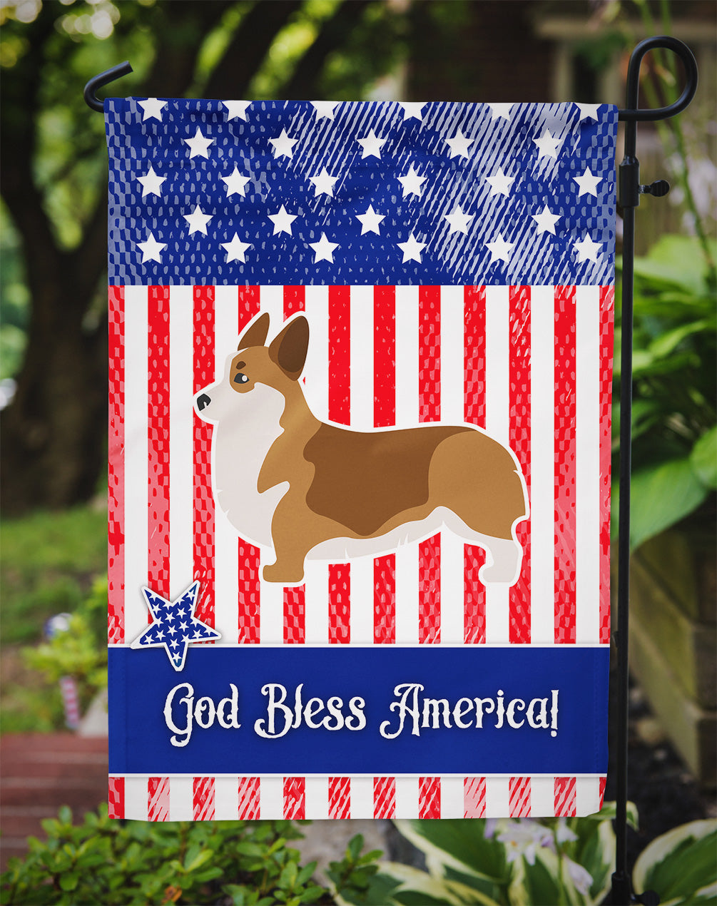 USA Patriotic Corgi Flag Garden Size BB3320GF