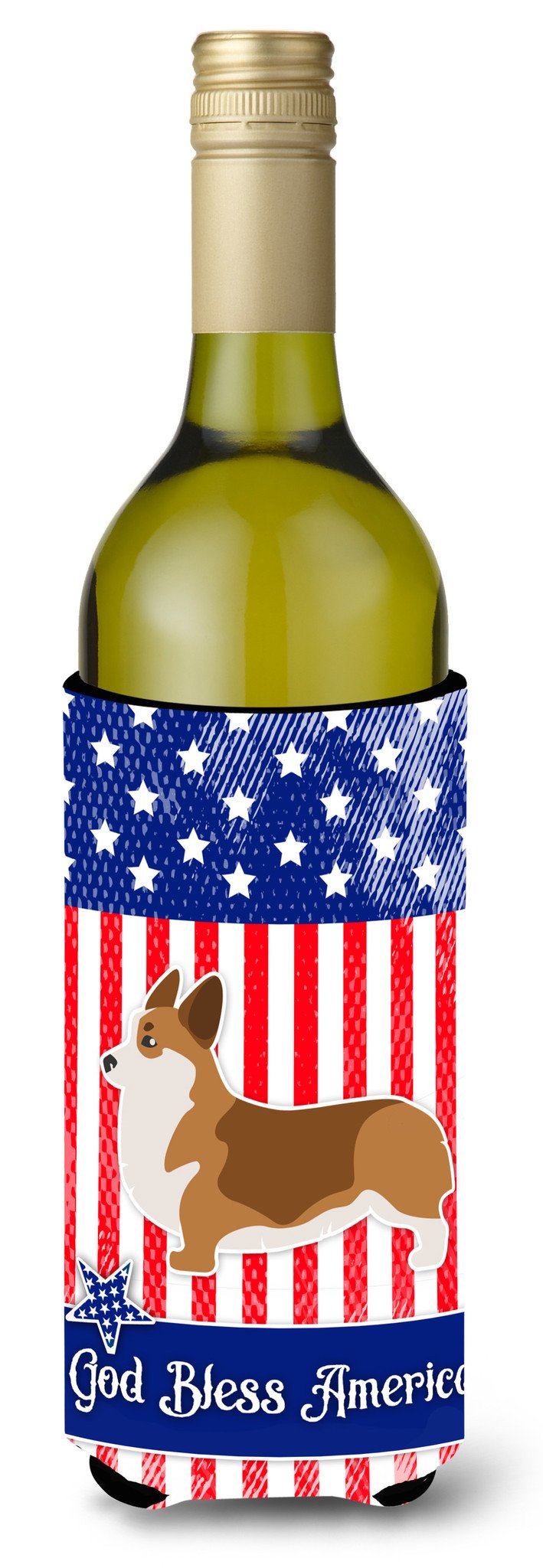 USA Patriotic Corgi Wine Bottle Beverge Insulator Hugger BB3320LITERK by Caroline&#39;s Treasures