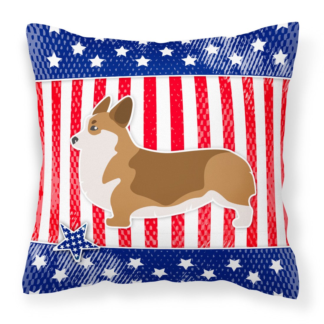 USA Patriotic Corgi Fabric Decorative Pillow BB3320PW1818 by Caroline&#39;s Treasures
