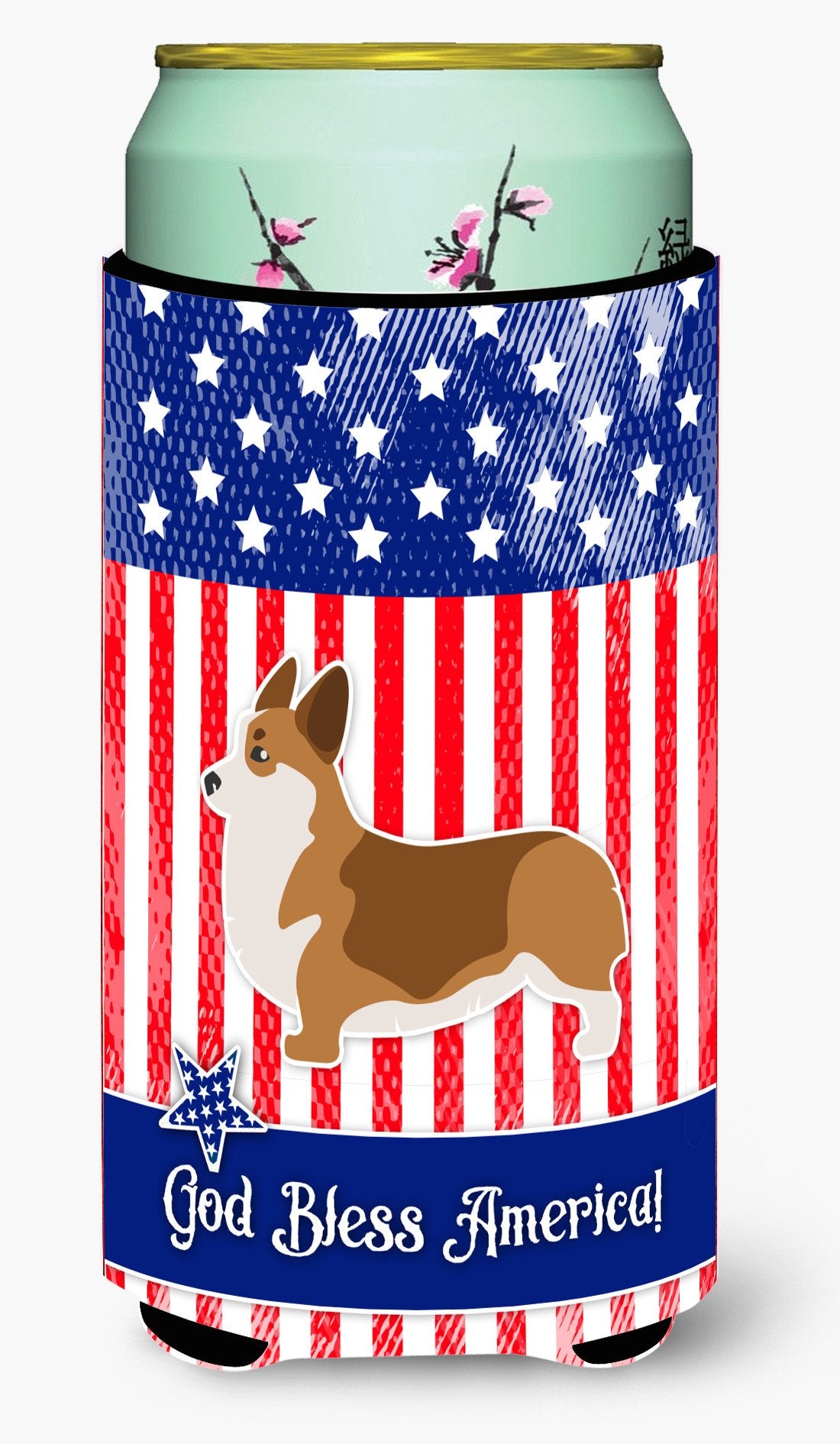 USA Patriotic Corgi Tall Boy Beverage Insulator Hugger BB3320TBC by Caroline&#39;s Treasures