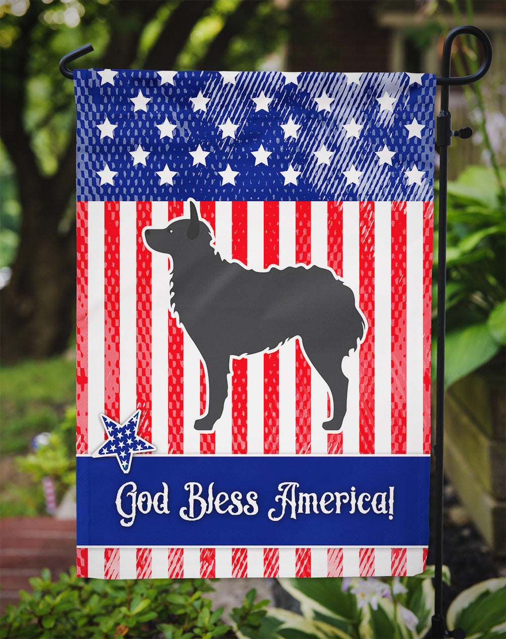 USA Patriotic Croatian Sheepdog Flag Garden Size BB3321GF