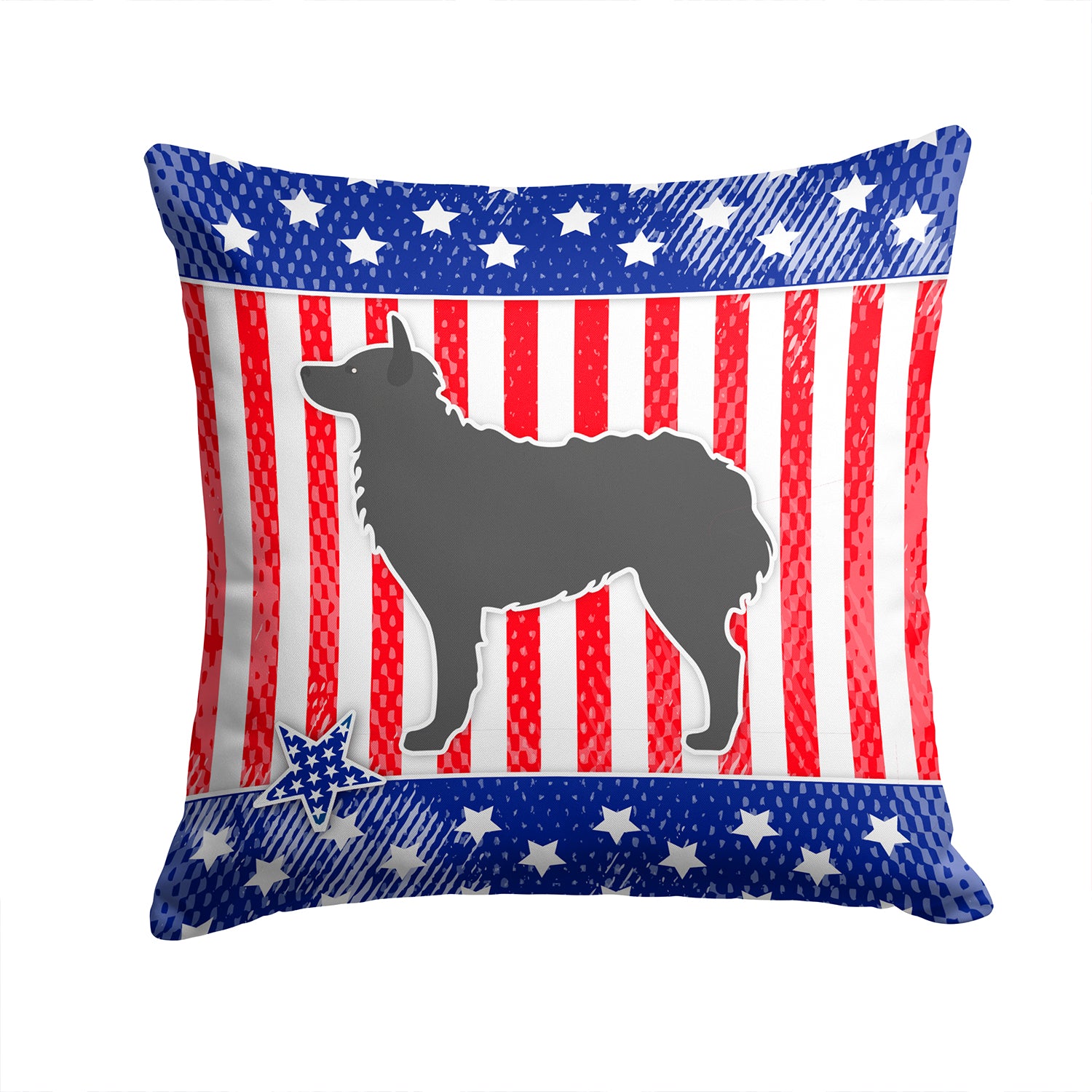 USA Patriotic Croatian Sheepdog Fabric Decorative Pillow BB3321PW1414 - the-store.com