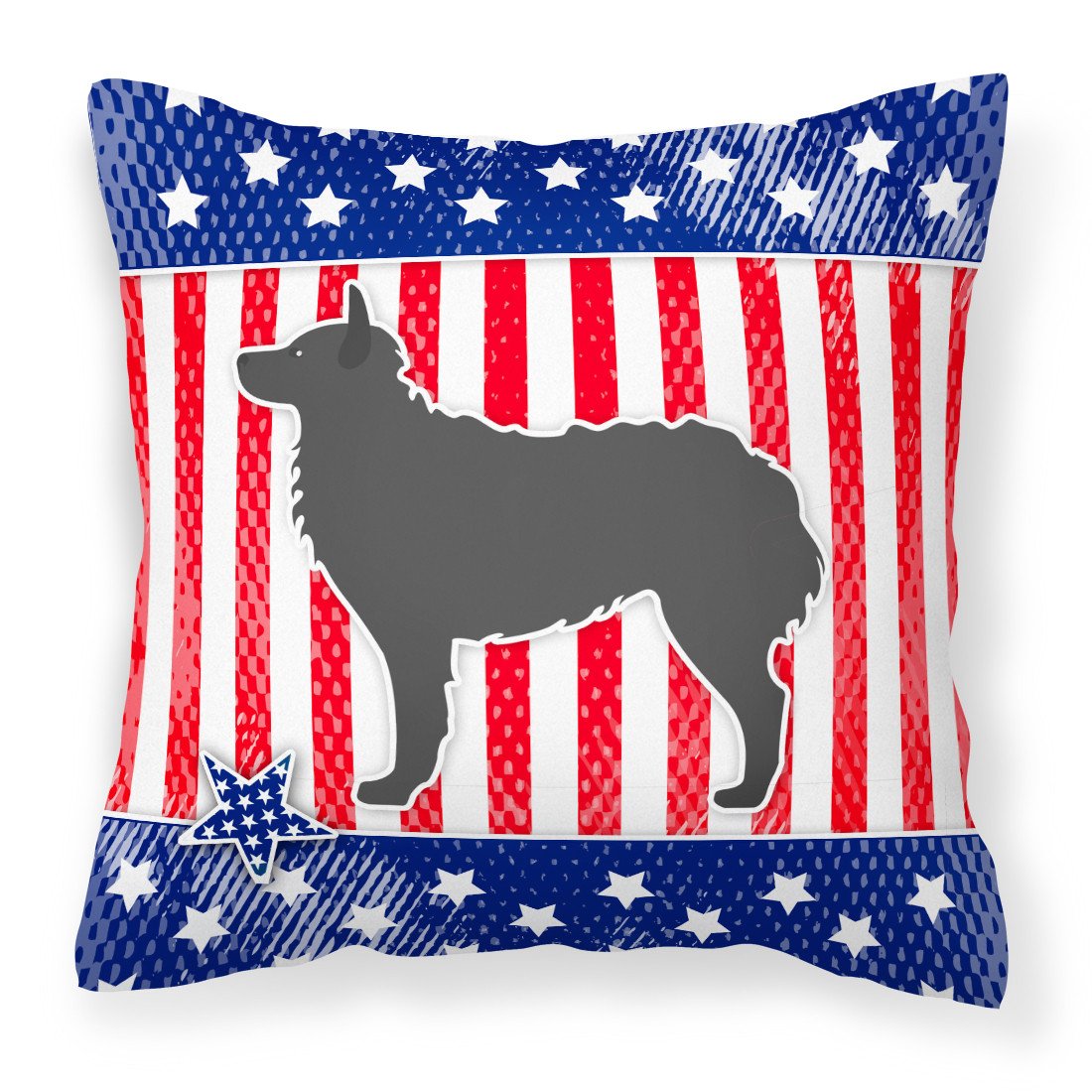 USA Patriotic Croatian Sheepdog Fabric Decorative Pillow BB3321PW1818 by Caroline&#39;s Treasures