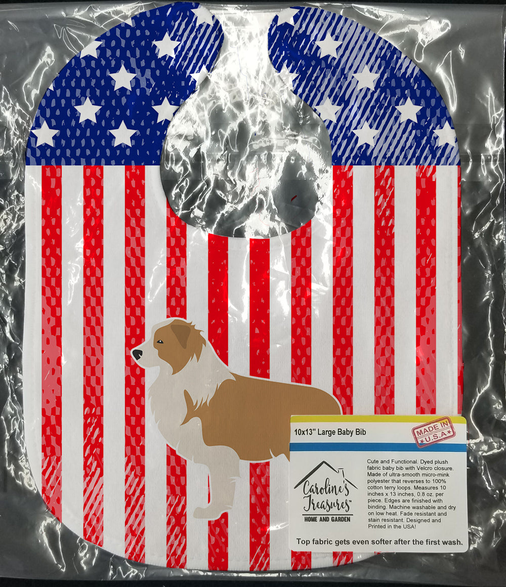 USA Patriotic Red Border Collie Baby Bib BB3322BIB - the-store.com