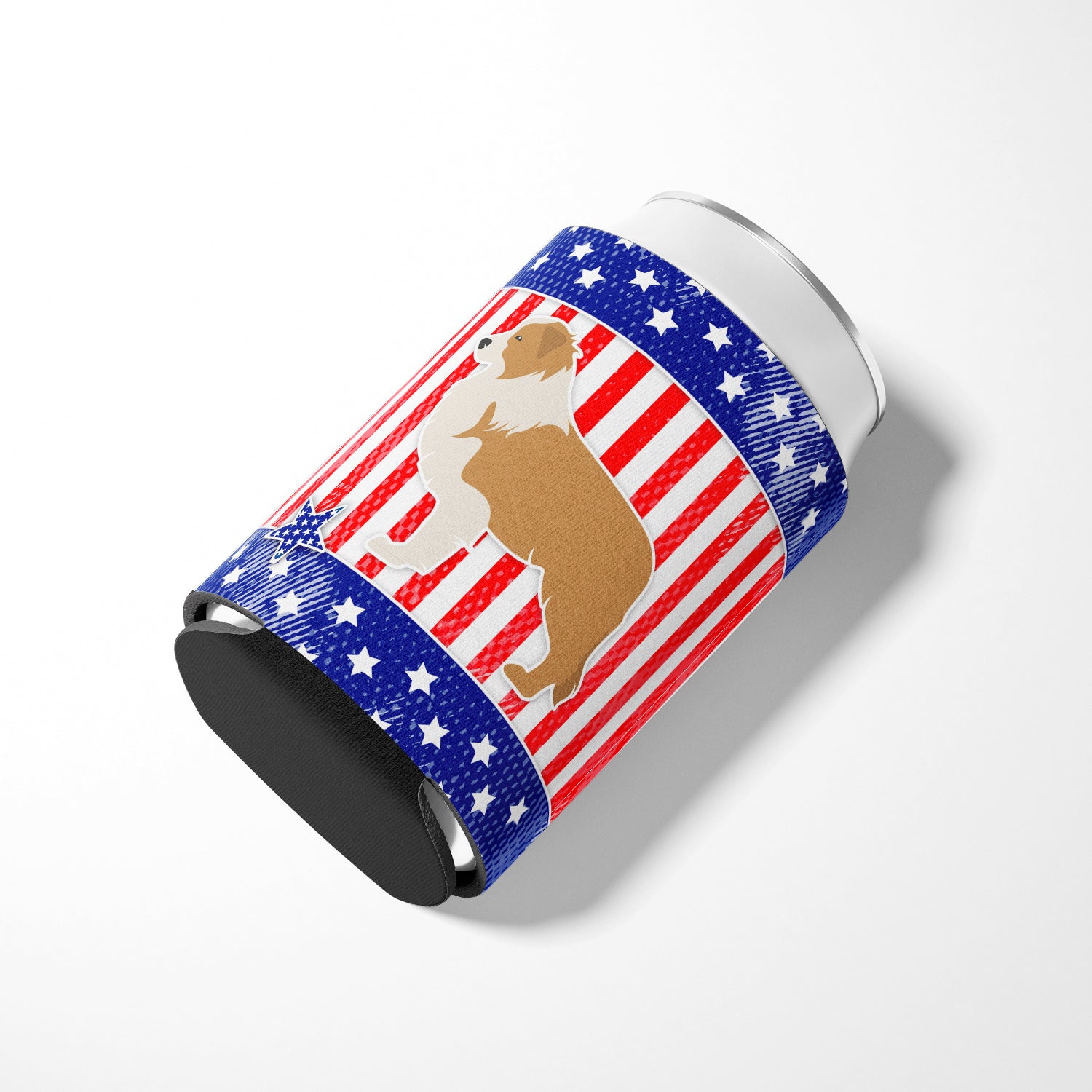 USA Patriotic Red Border Collie Can or Bottle Hugger BB3322CC  the-store.com.
