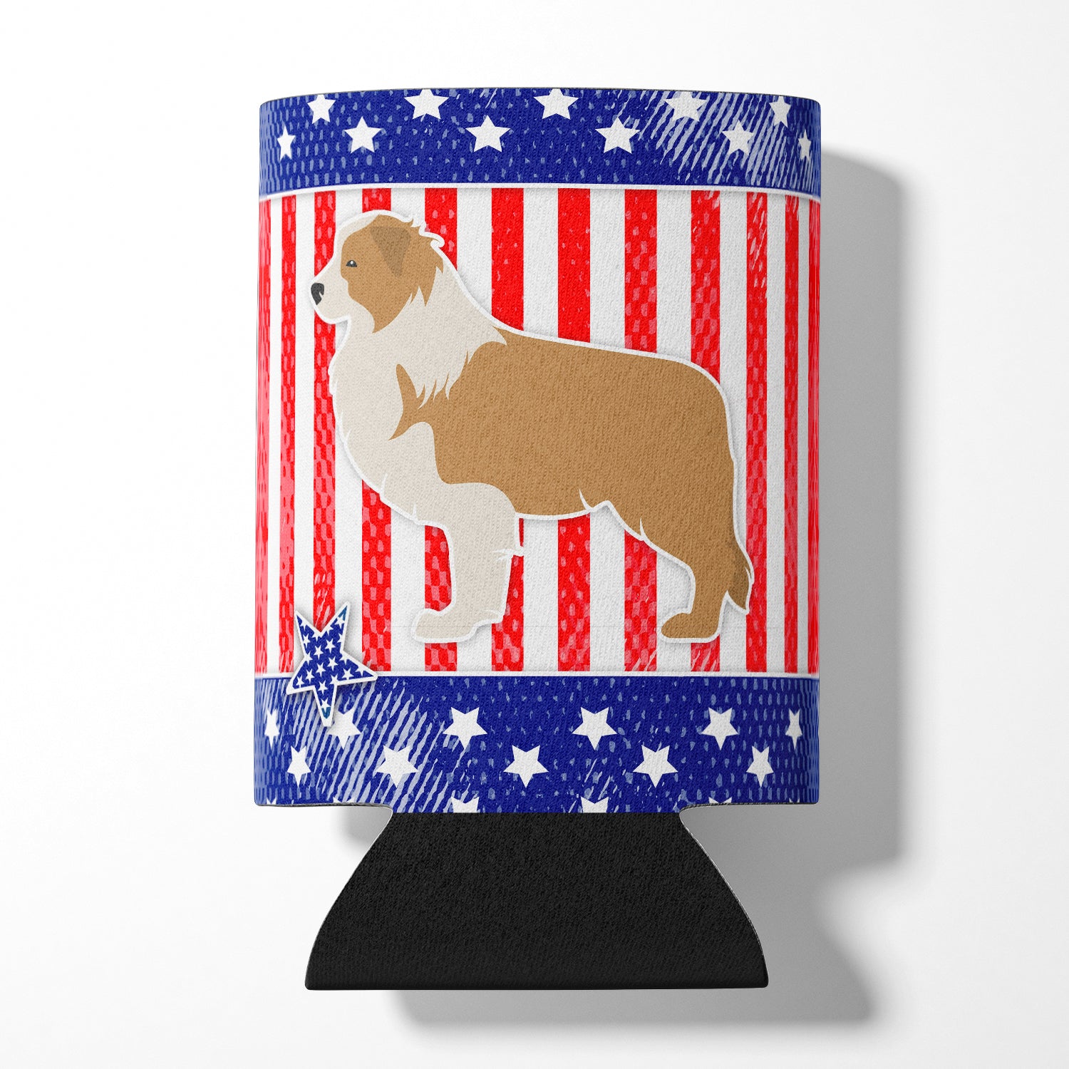 USA Patriotic Red Border Collie Can ou Bottle Hugger BB3322CC