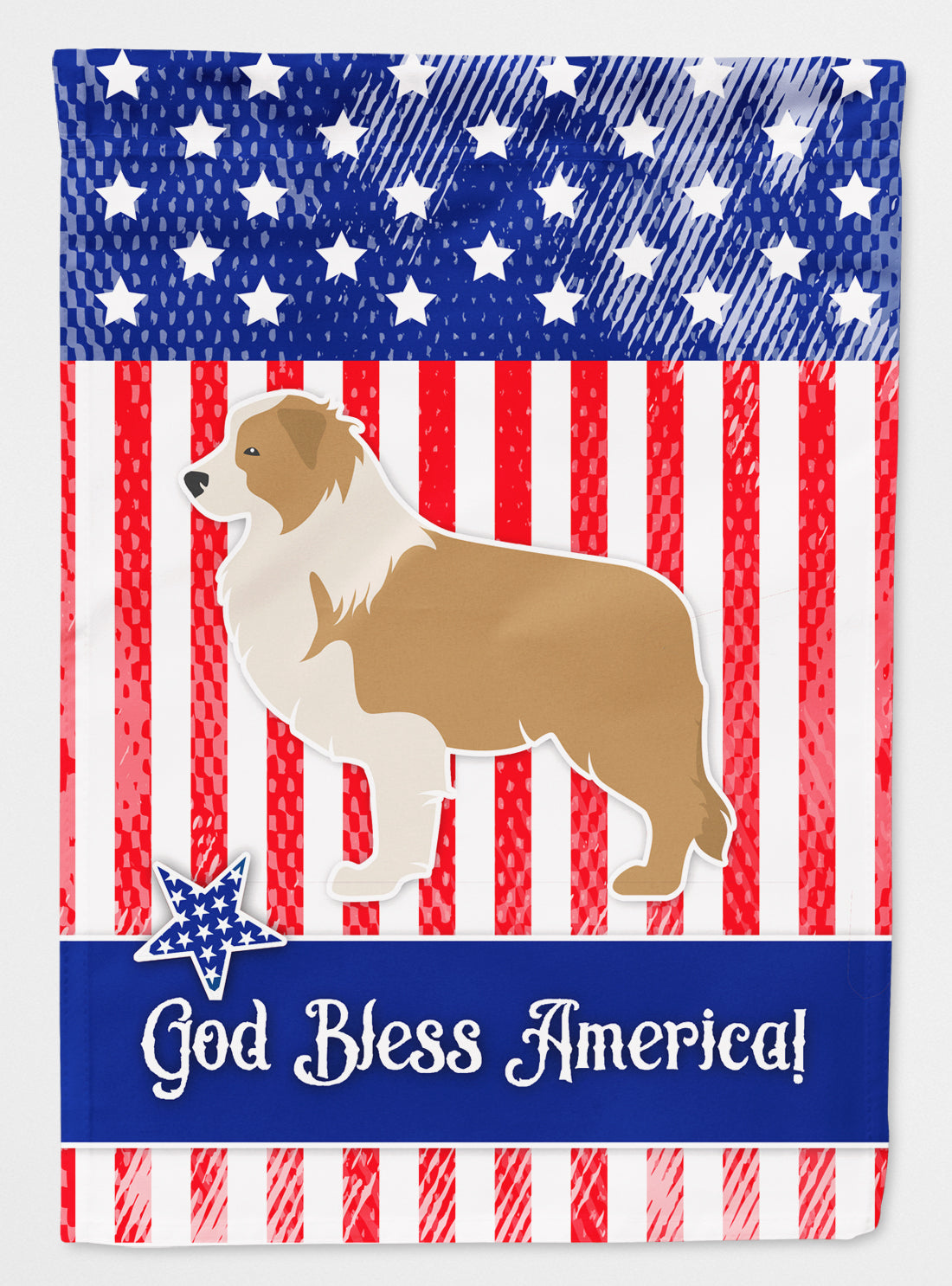USA Patriotic Red Border Collie Flag Canvas House Size BB3322CHF