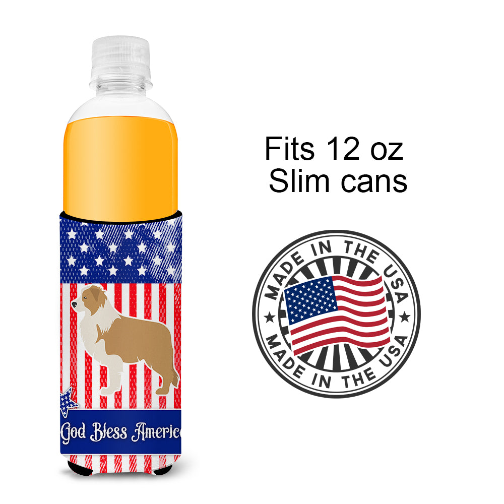 USA Patriotic Red Border Collie  Ultra Hugger for slim cans BB3322MUK  the-store.com.
