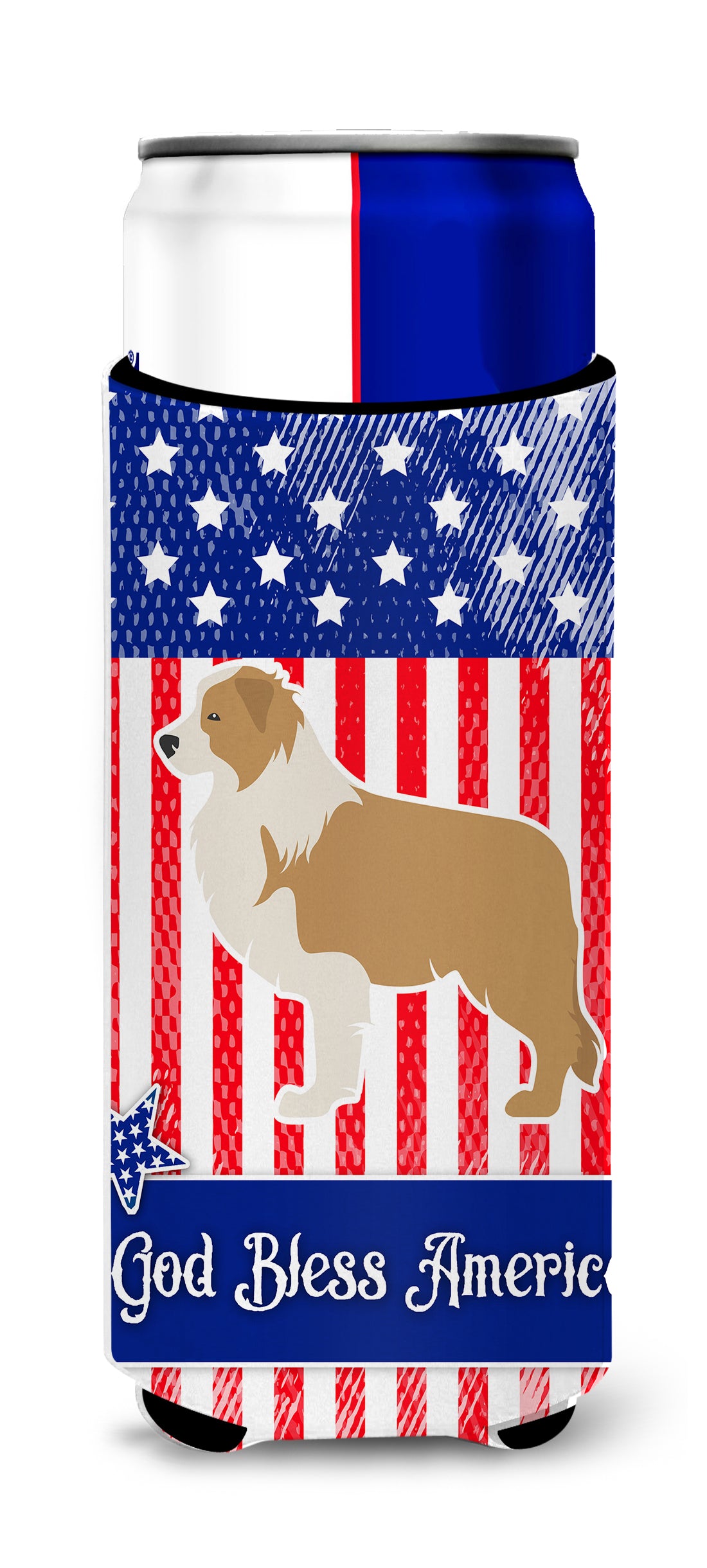 USA Patriotic Red Border Collie  Ultra Hugger for slim cans BB3322MUK