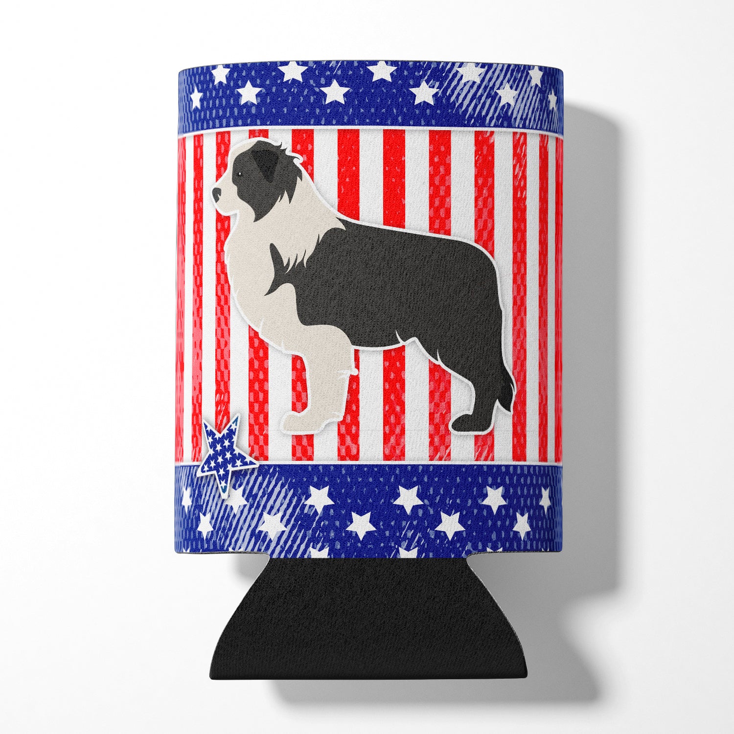 USA Patriotic Black Border Collie Can or Bottle Hugger BB3323CC  the-store.com.