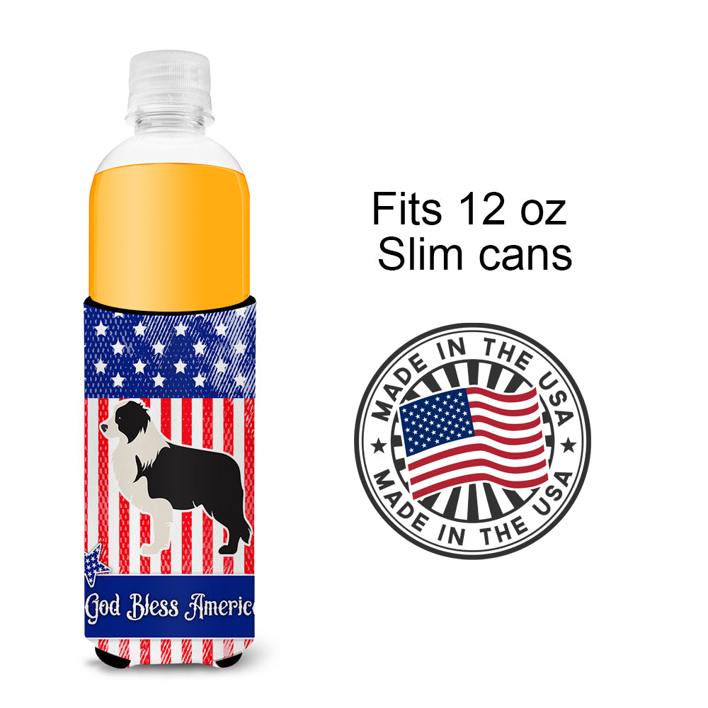 USA Patriotic Black Border Collie  Ultra Hugger for slim cans BB3323MUK