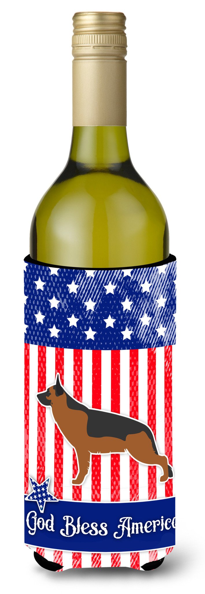 USA Patriotic German Shepherd Wine Bottle Beverge Insulator Hugger BB3324LITERK by Caroline's Treasures