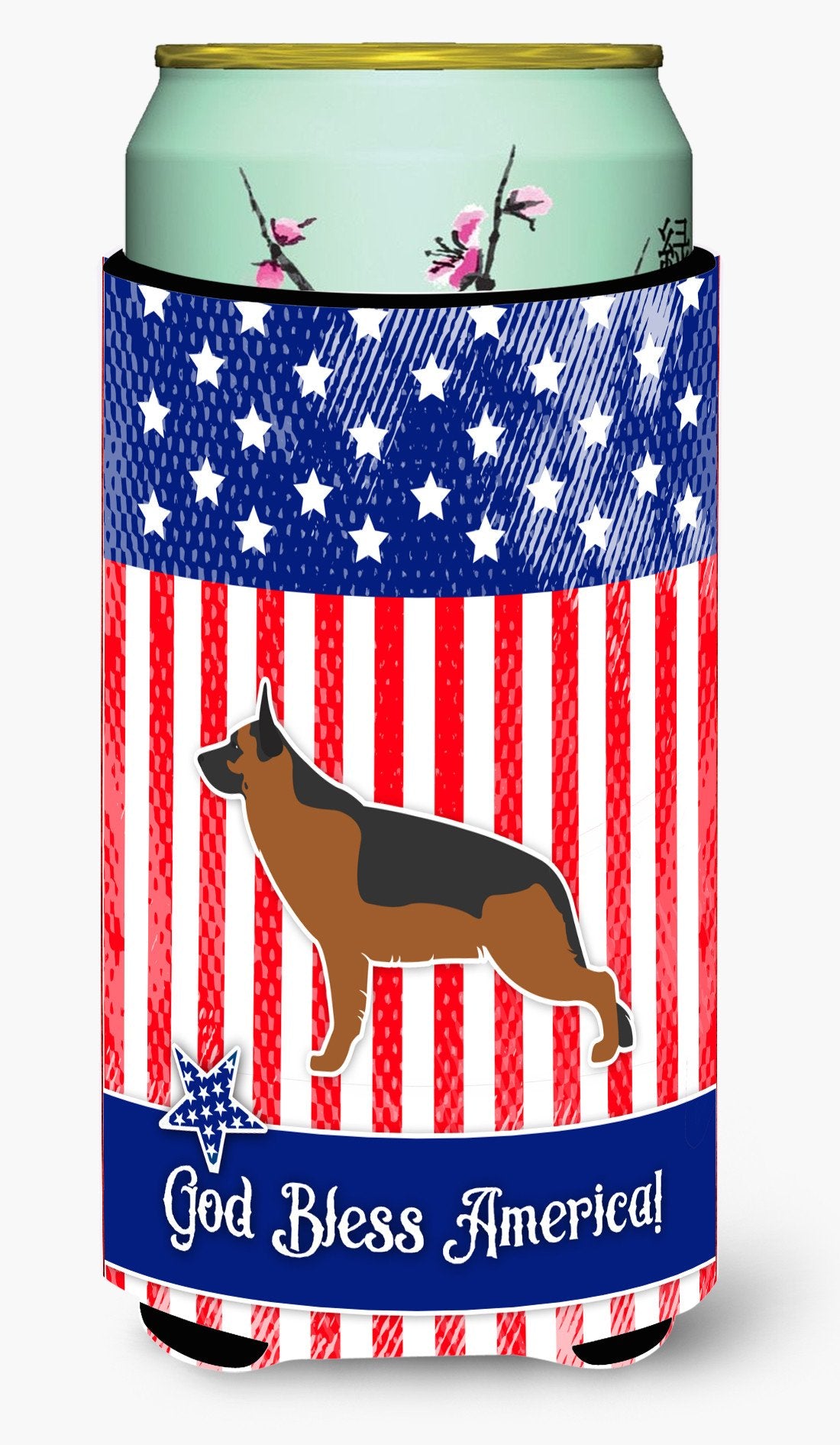 USA Patriotic German Shepherd Tall Boy Beverage Insulator Hugger BB3324TBC by Caroline&#39;s Treasures