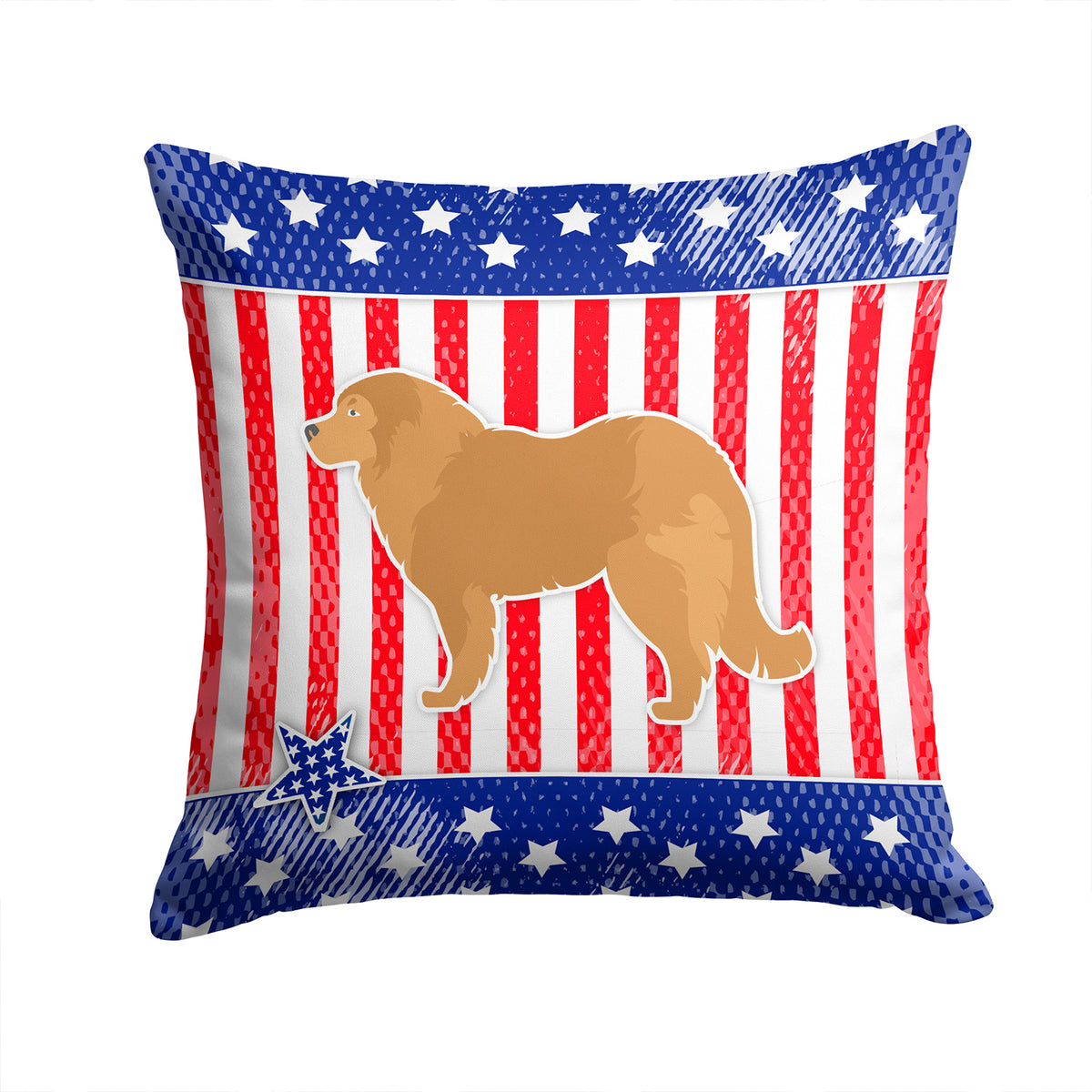 USA Patriotic Caucasian Shepherd Dog Fabric Decorative Pillow BB3325PW1414 - the-store.com