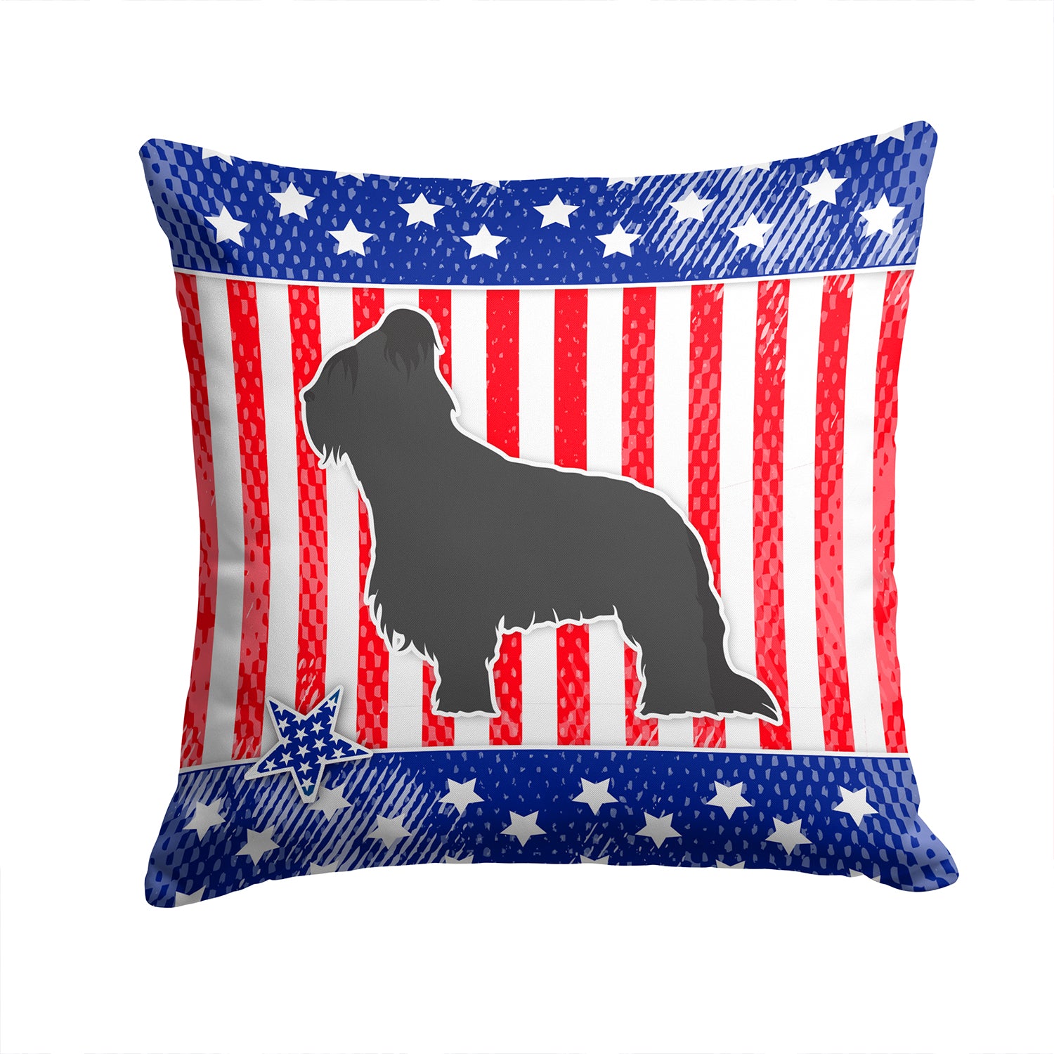 USA Patriotic Briard Fabric Decorative Pillow BB3326PW1414 - the-store.com