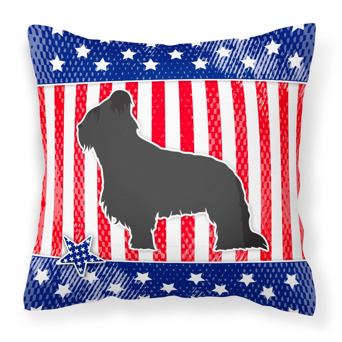 USA Patriotic Briard Fabric Decorative Pillow BB3326PW1818 by Caroline&#39;s Treasures