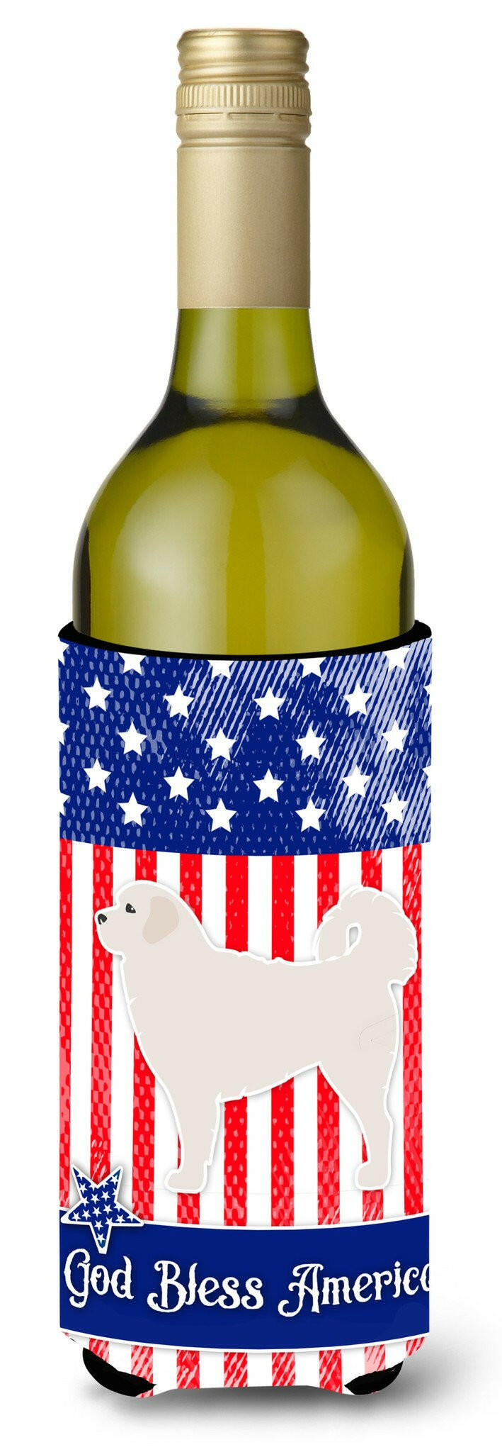 USA Patriotic Polish Tatra Sheepdog Wine Bottle Beverge Insulator Hugger BB3327LITERK by Caroline's Treasures