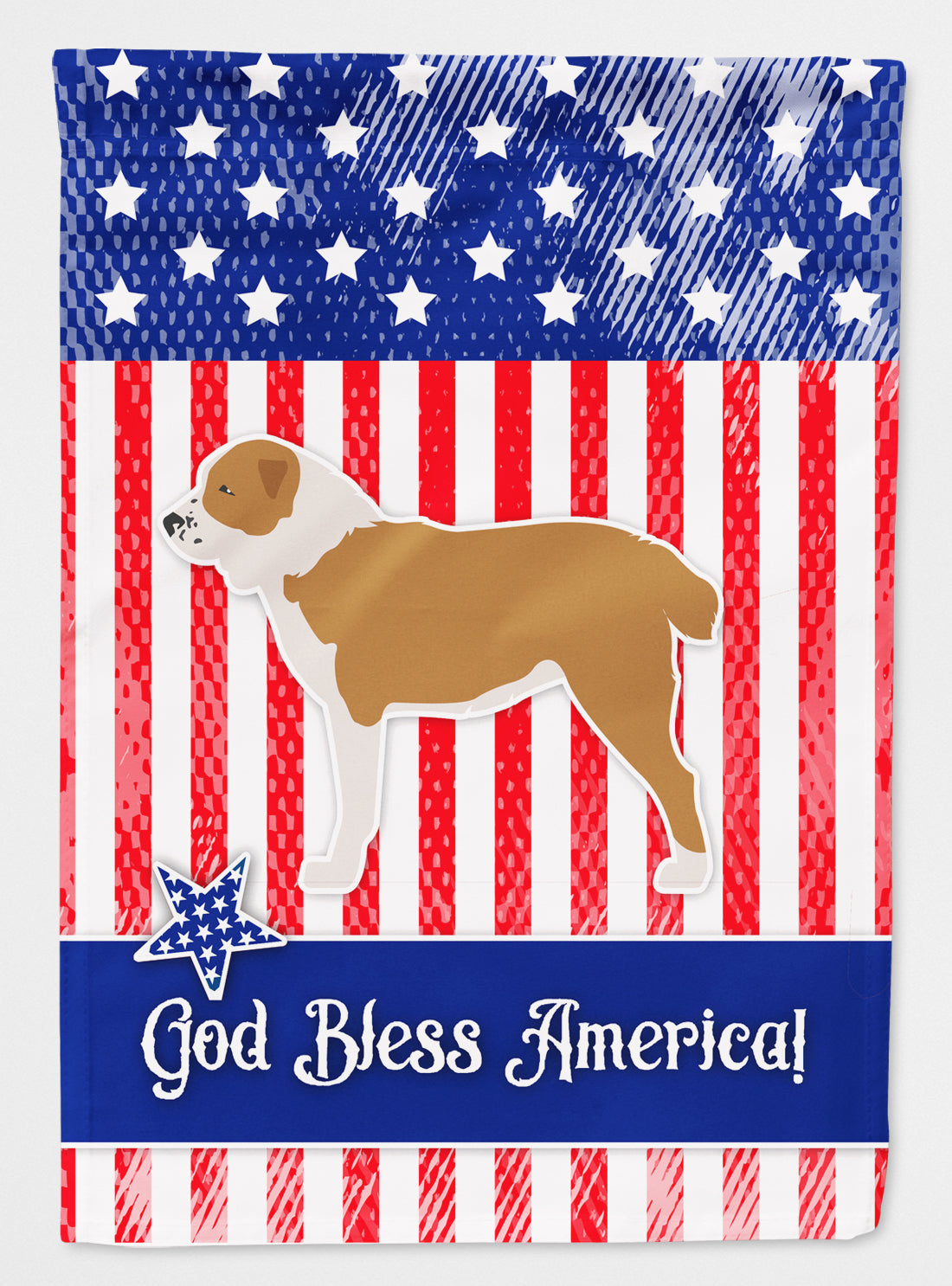 USA Patriotic Central Asian Shepherd Dog Flag Canvas House Size BB3328CHF