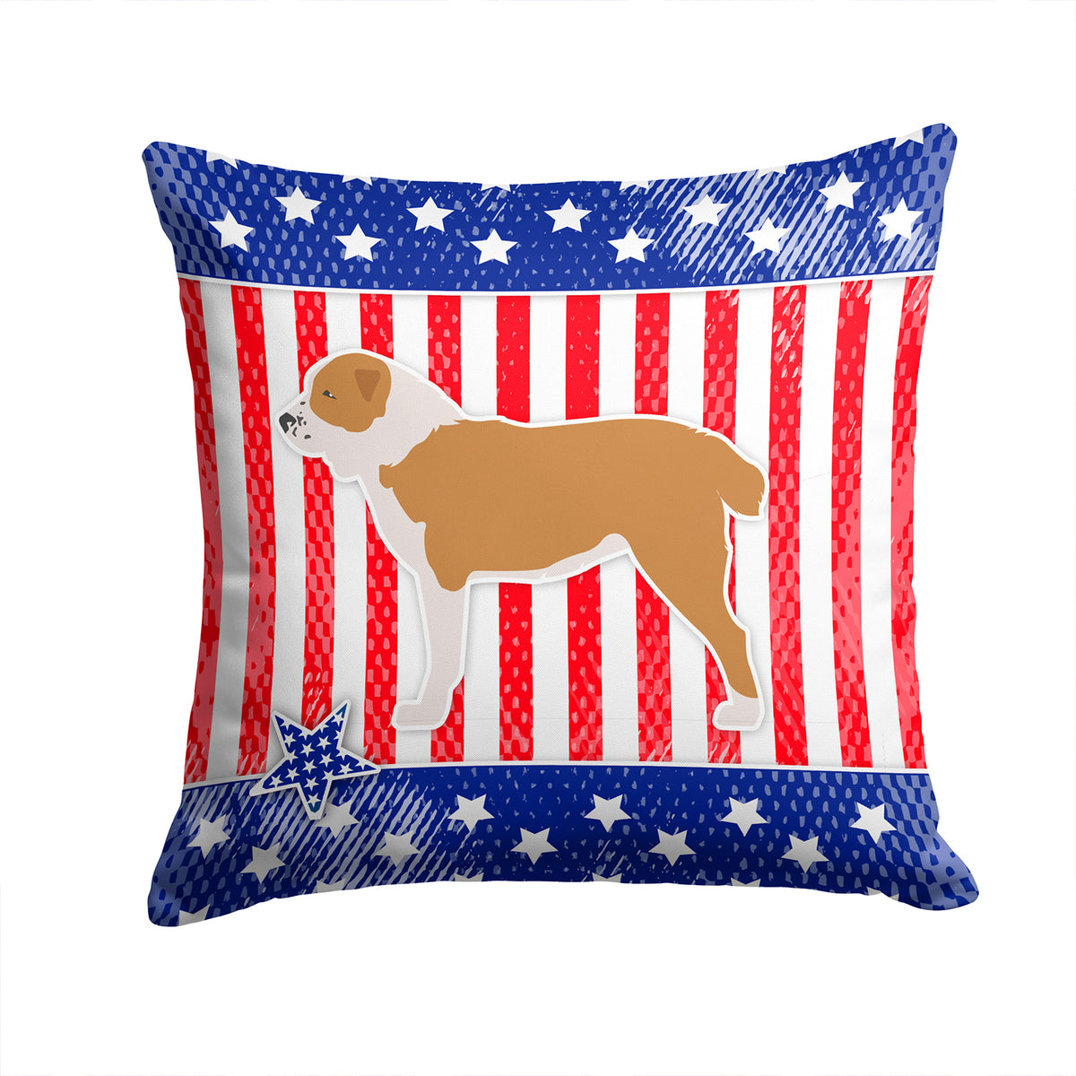 USA Patriotic Central Asian Shepherd Dog Fabric Decorative Pillow BB3328PW1414 - the-store.com