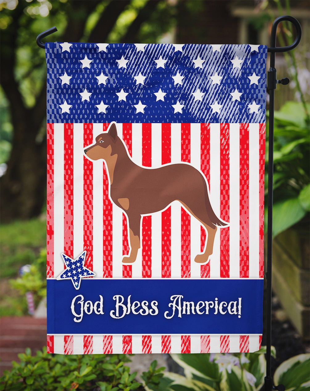 USA Patriotic Australian Kelpie Dog Flag Garden Size BB3329GF  the-store.com.