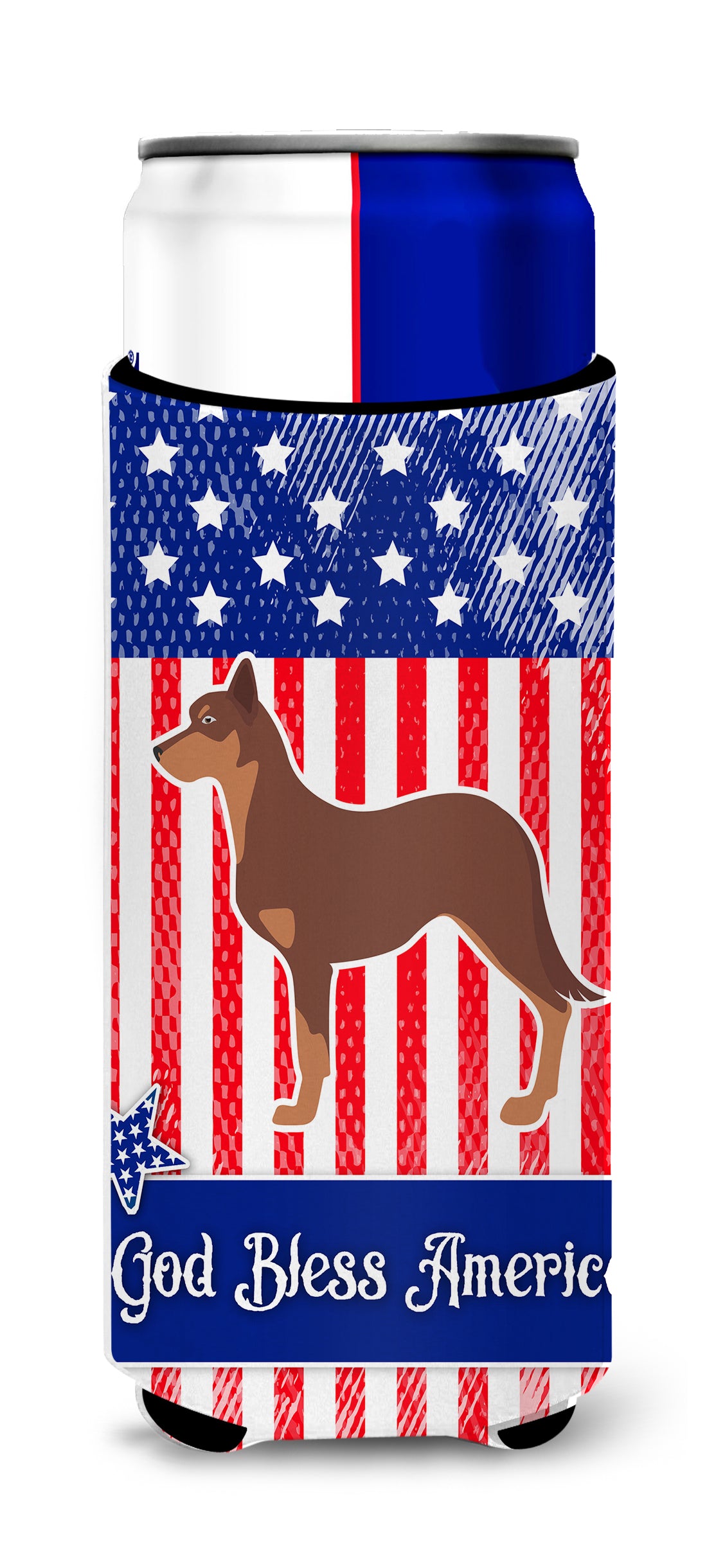 USA Patriotic Australian Kelpie Dog  Ultra Hugger for slim cans BB3329MUK