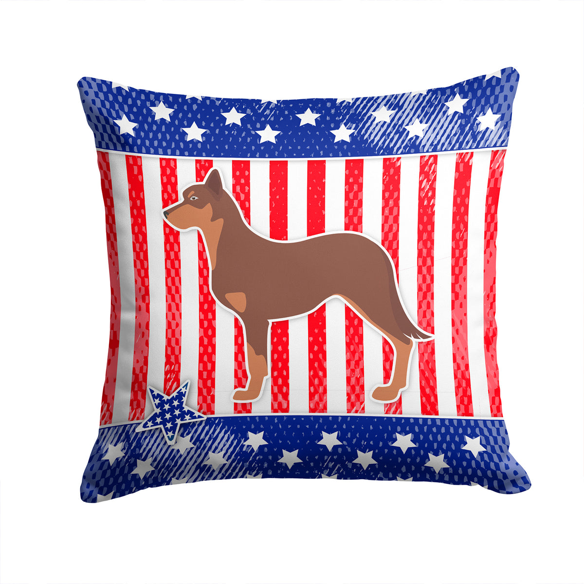 USA Patriotic Australian Kelpie Dog Fabric Decorative Pillow BB3329PW1414 - the-store.com