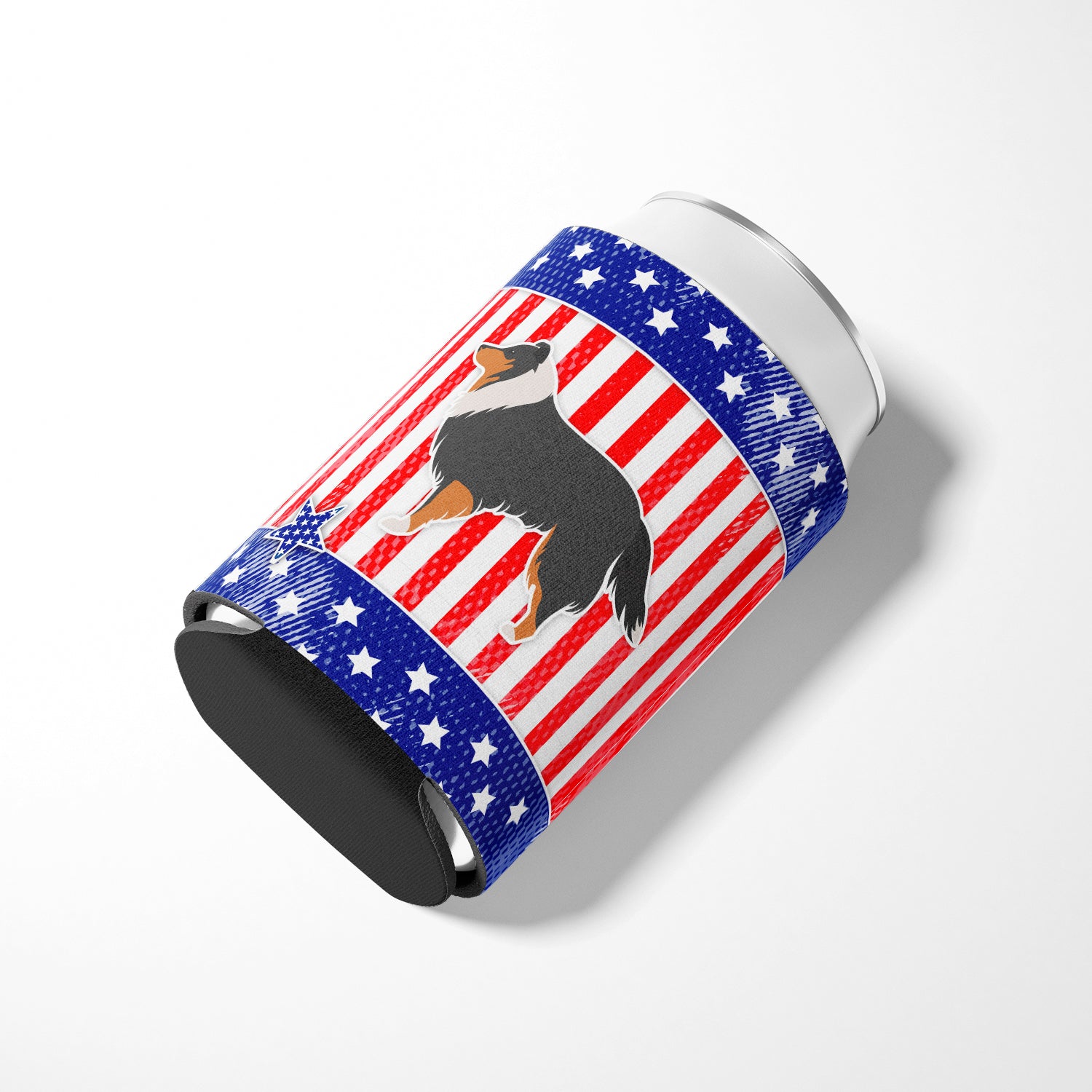 USA Patriotic Sheltie/Shetland Sheepdog Can ou Bottle Hugger BB3330CC