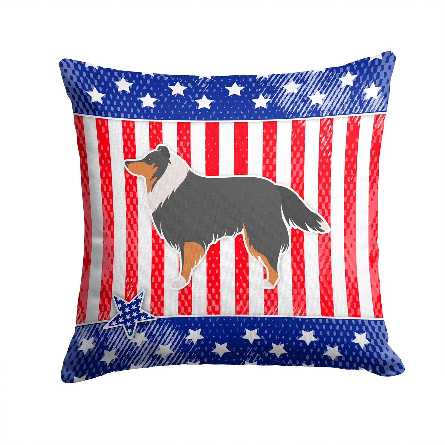 USA Patriotic Sheltie/Shetland Sheepdog Fabric Decorative Pillow BB3330PW1414 - the-store.com