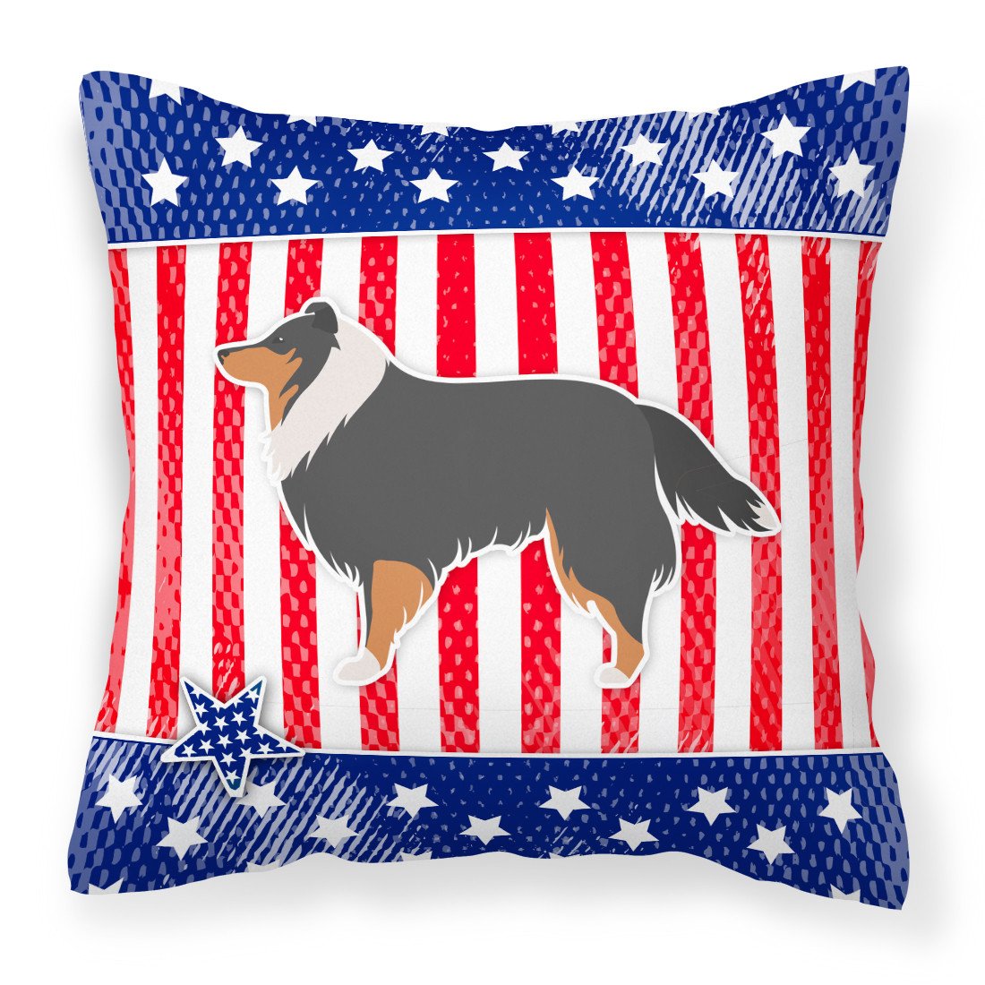 USA Patriotic Sheltie/Shetland Sheepdog Fabric Decorative Pillow BB3330PW1818 by Caroline&#39;s Treasures