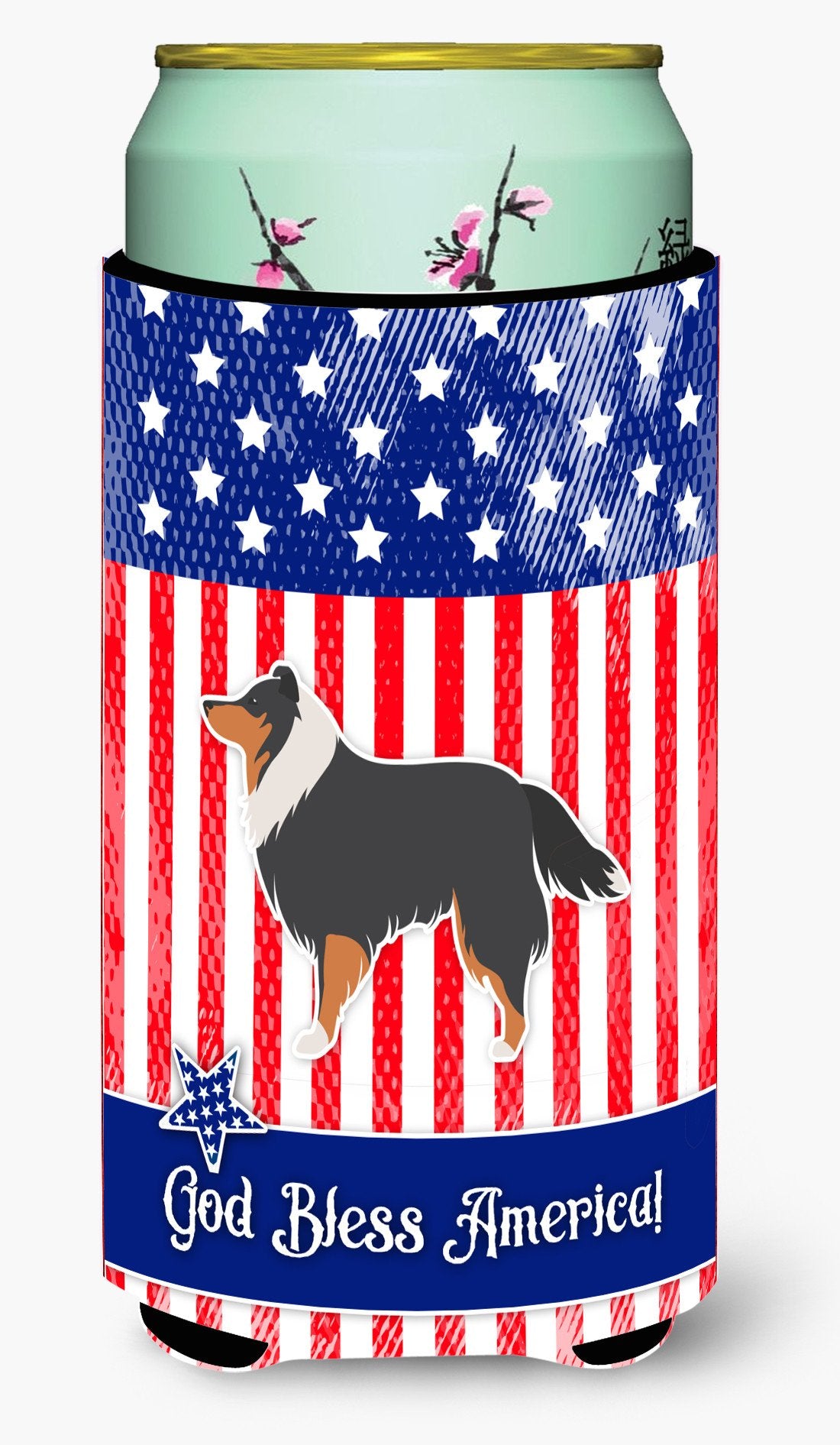 USA Patriotic Sheltie/Shetland Sheepdog Tall Boy Beverage Insulator Hugger BB3330TBC by Caroline&#39;s Treasures