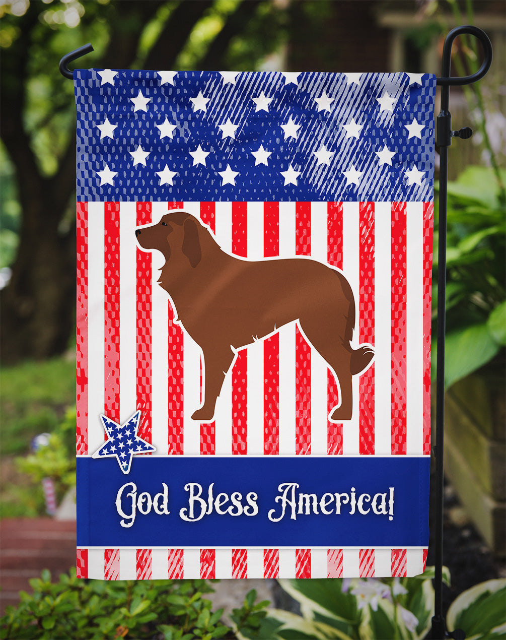 USA Patriotic Portuguese Sheepdog Dog Flag Garden Size BB3331GF
