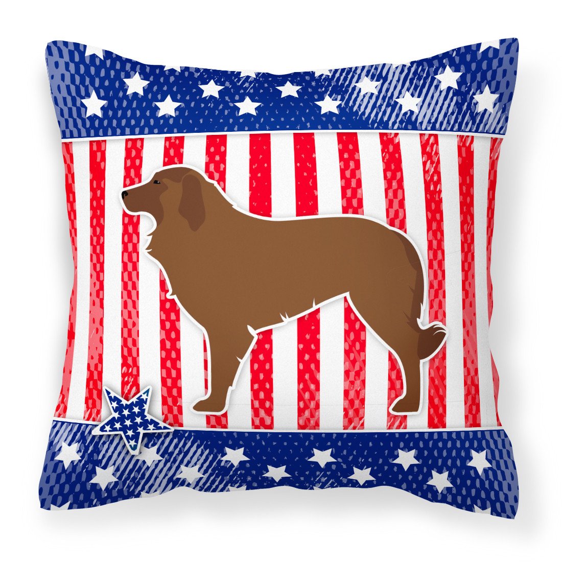 USA Patriotic Portuguese Sheepdog Dog Fabric Decorative Pillow BB3331PW1818 by Caroline&#39;s Treasures