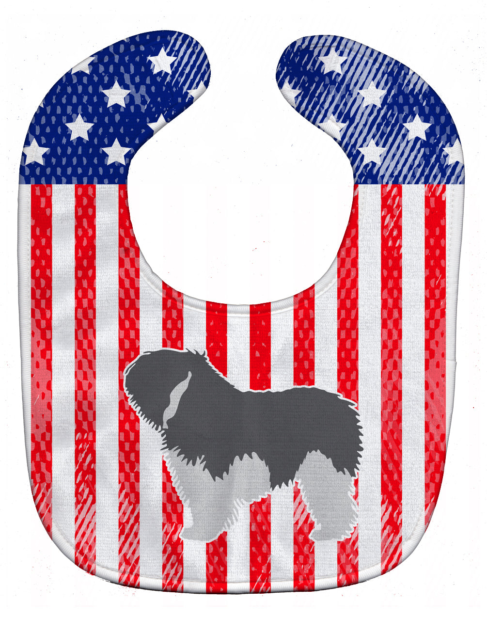 USA Patriotic Polish Lowland Sheepdog Dog Baby Bib BB3332BIB - the-store.com