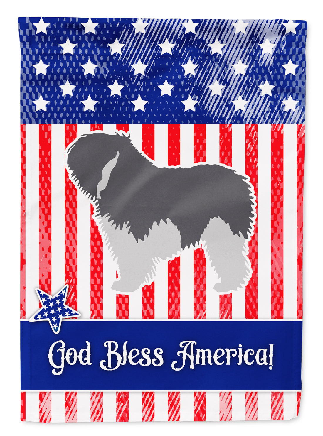 USA Patriotic Polish Lowland Sheepdog Dog Flag Garden Size BB3332GF
