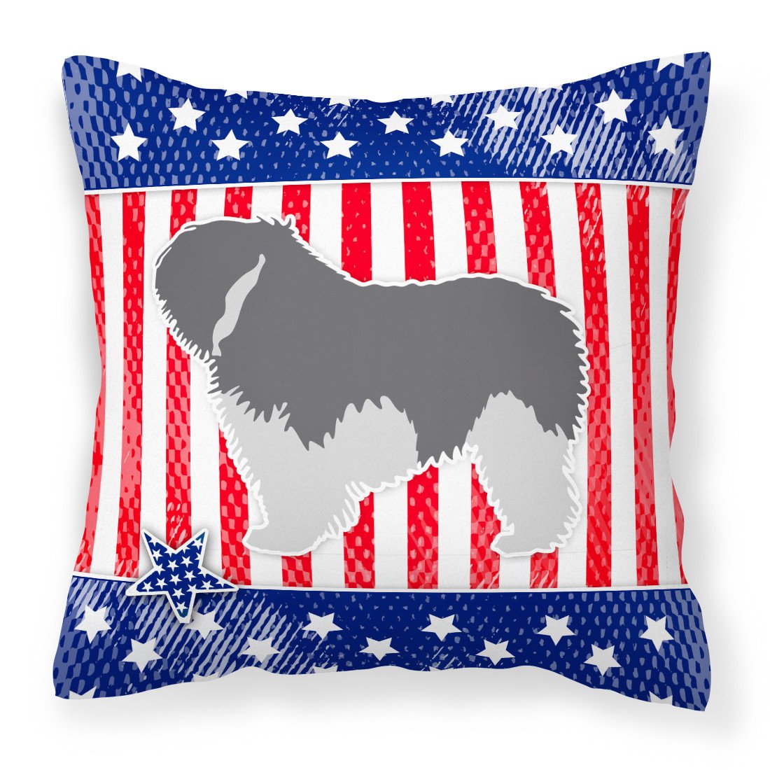 USA Patriotic Polish Lowland Sheepdog Dog Fabric Decorative Pillow BB3332PW1818 by Caroline's Treasures