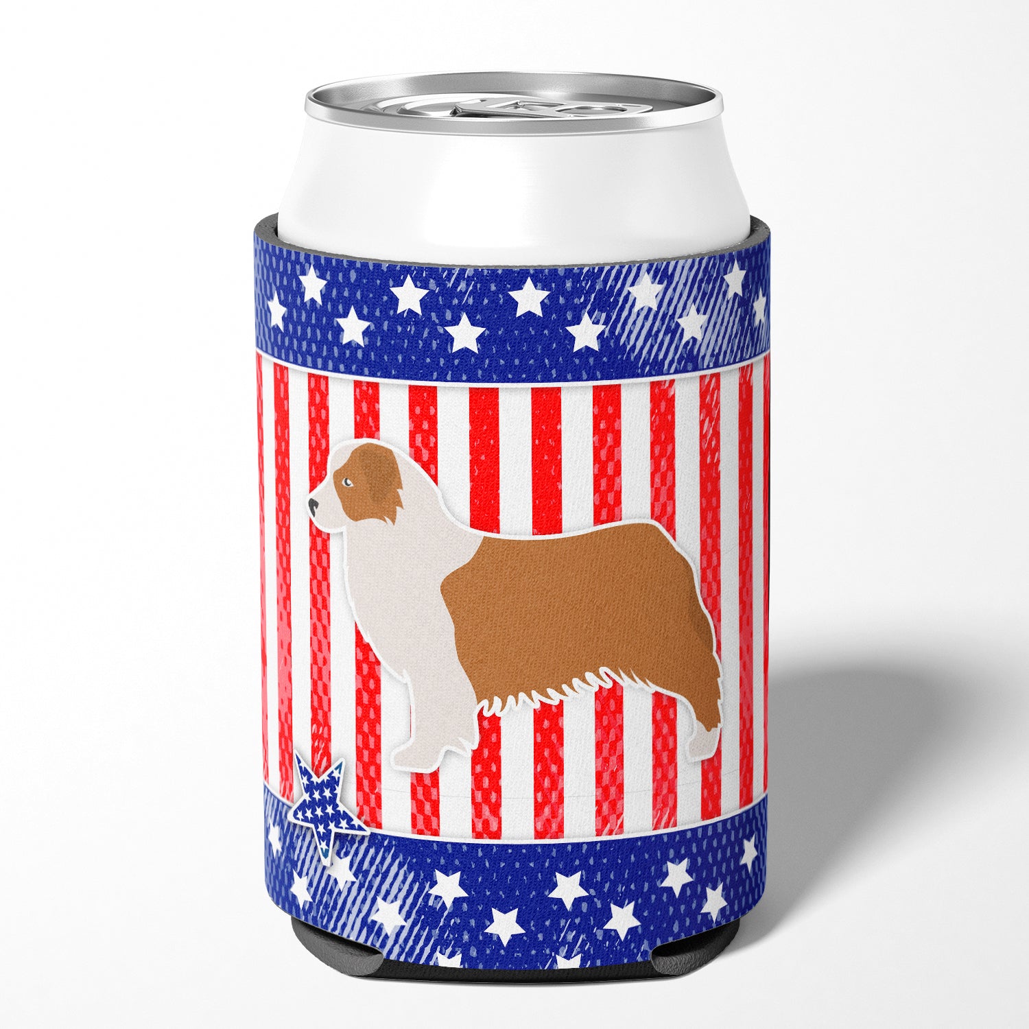 USA Patriotic Australian Shepherd Dog Can or Bottle Hugger BB3333CC