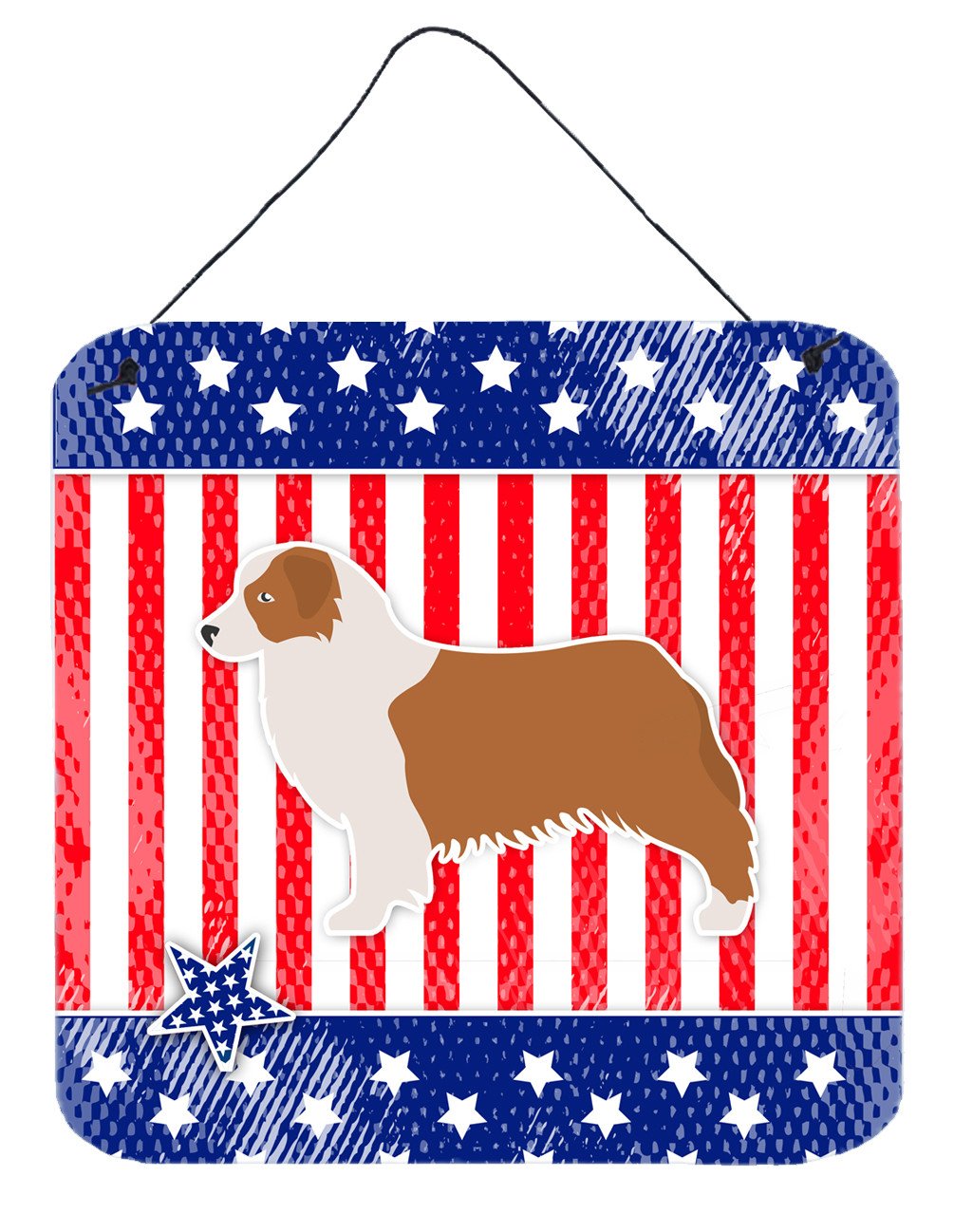 USA Patriotic Australian Shepherd Dog Wall or Door Hanging Prints BB3333DS66 by Caroline&#39;s Treasures