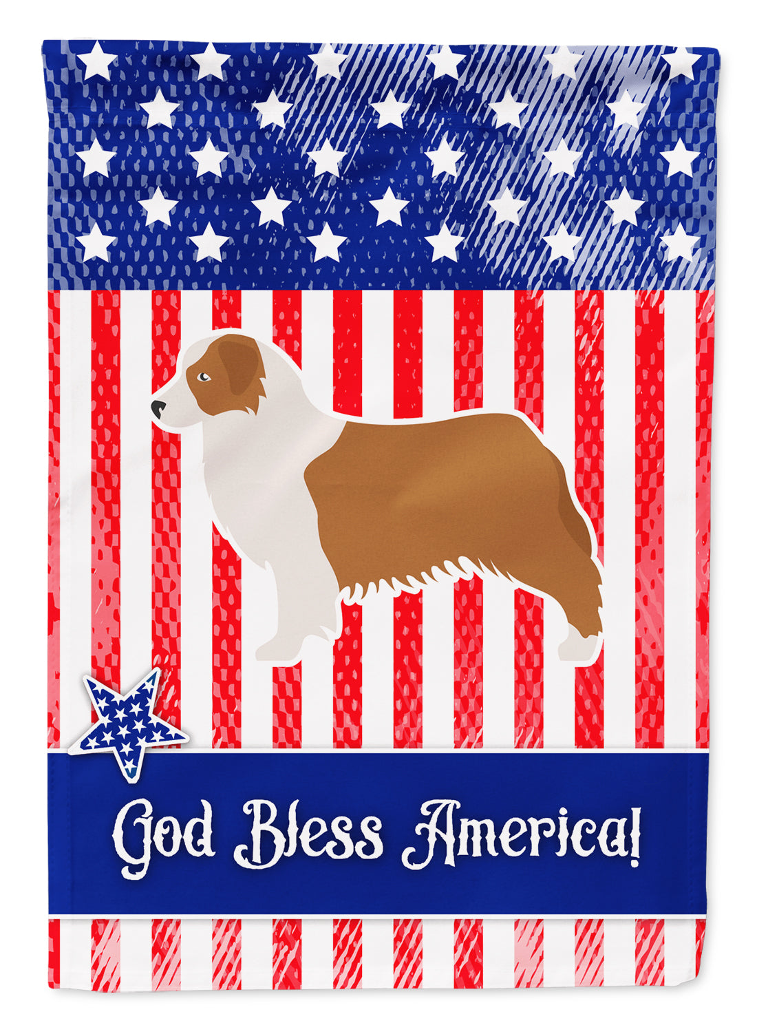 USA Patriotic Australian Shepherd Dog Flag Garden Size BB3333GF