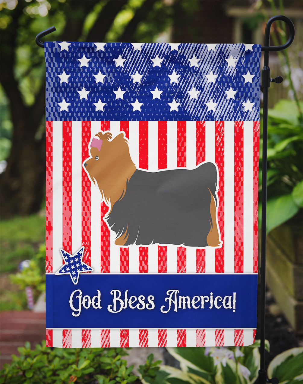 USA Patriotic Yorkshire Terrier Yorkie Flag Garden Size BB3334GF