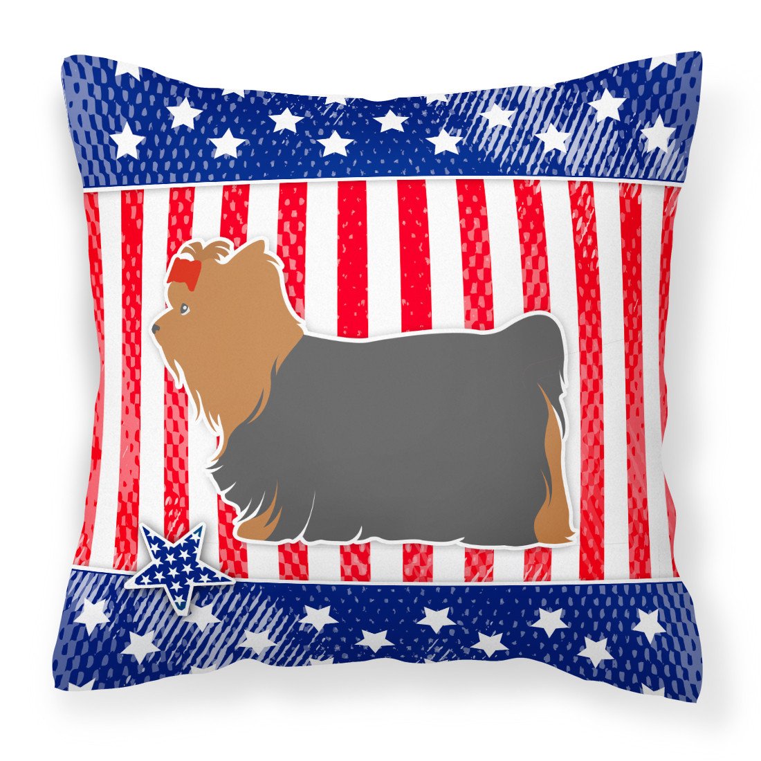 USA Patriotic Yorkshire Terrier Yorkie Fabric Decorative Pillow BB3334PW1818 by Caroline's Treasures