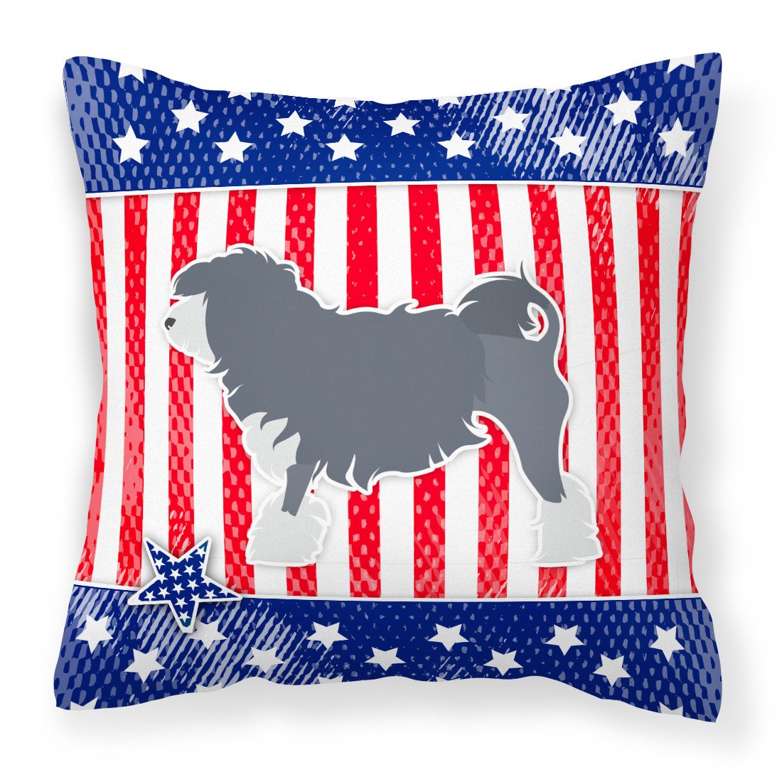 USA Patriotic Lowchen Fabric Decorative Pillow BB3335PW1818 by Caroline&#39;s Treasures