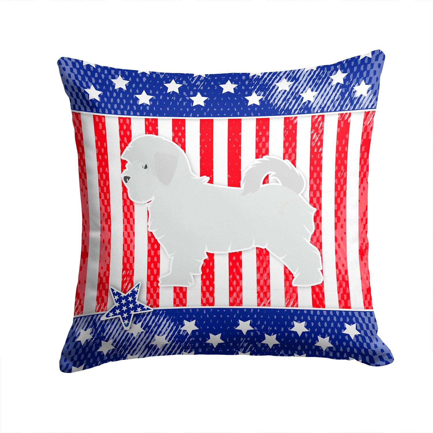USA Patriotic Maltese Fabric Decorative Pillow BB3336PW1414 - the-store.com