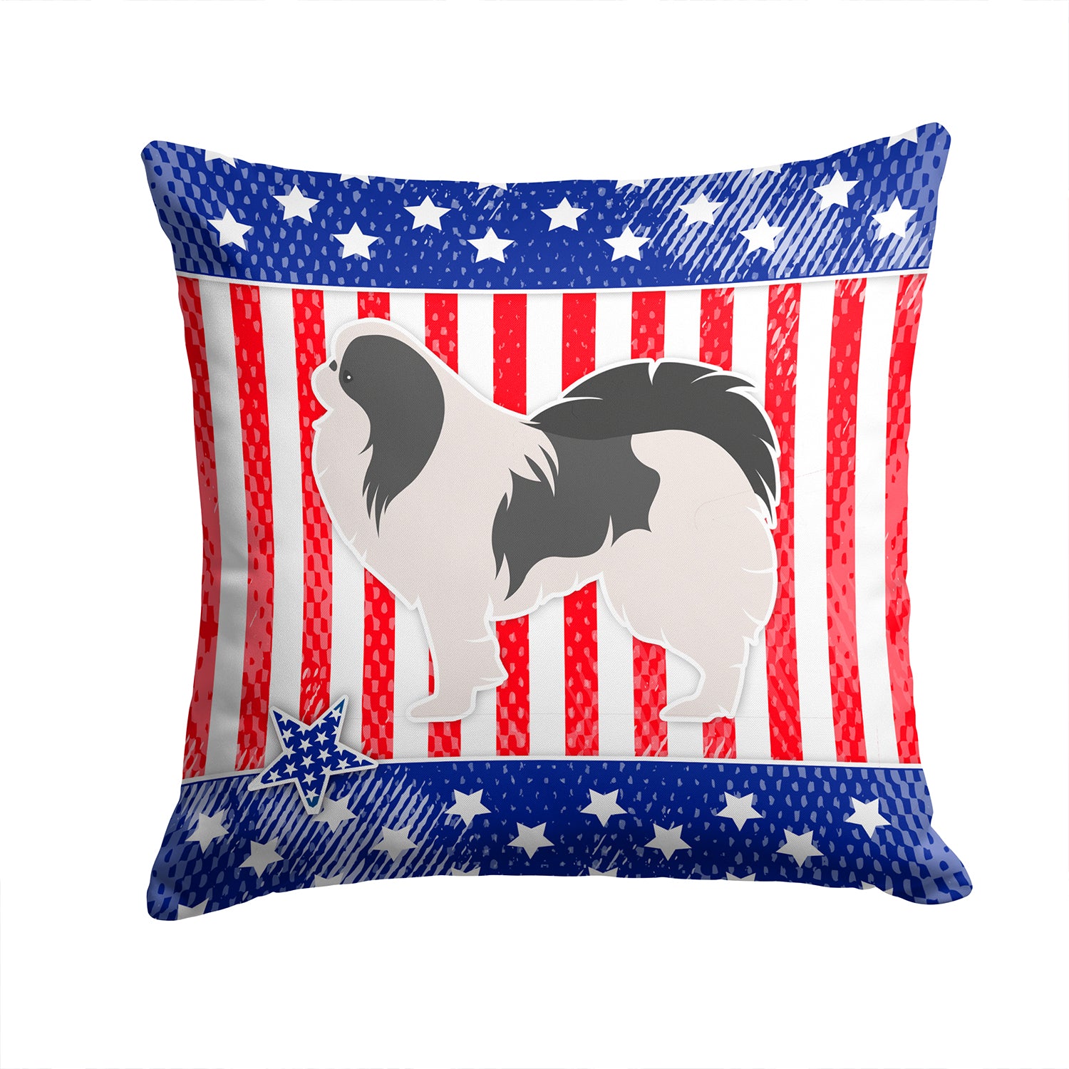 USA Patriotic Japanese Chin Fabric Decorative Pillow BB3337PW1414 - the-store.com