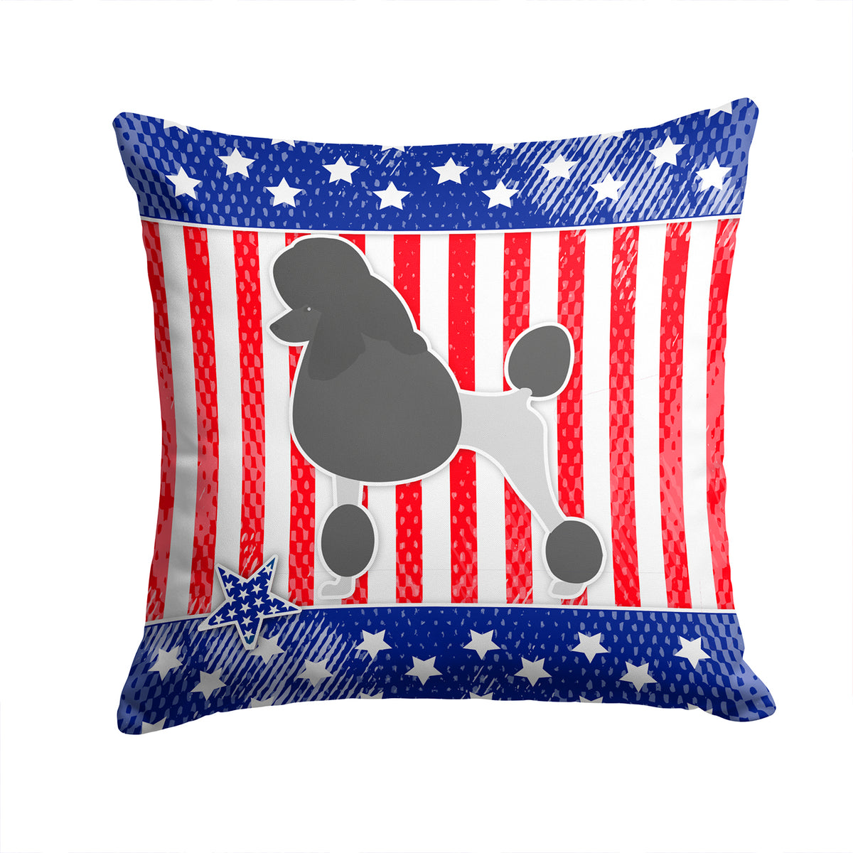 USA Patriotic Poodle Fabric Decorative Pillow BB3339PW1414 - the-store.com