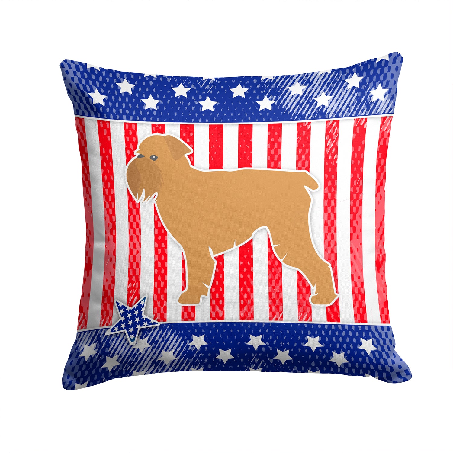 USA Patriotic Brussels Griffon Fabric Decorative Pillow BB3340PW1414 - the-store.com
