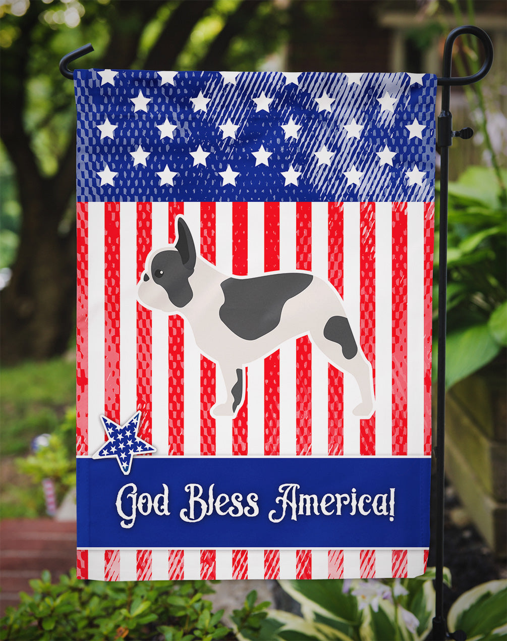 USA Patriotic French Bulldog Flag Garden Size BB3341GF  the-store.com.