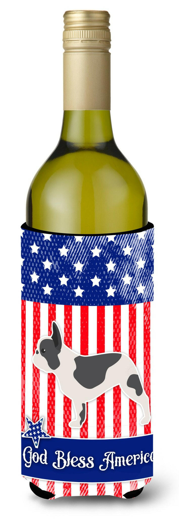 USA Patriotic French Bulldog Wine Bottle Beverge Insulator Hugger BB3341LITERK by Caroline&#39;s Treasures