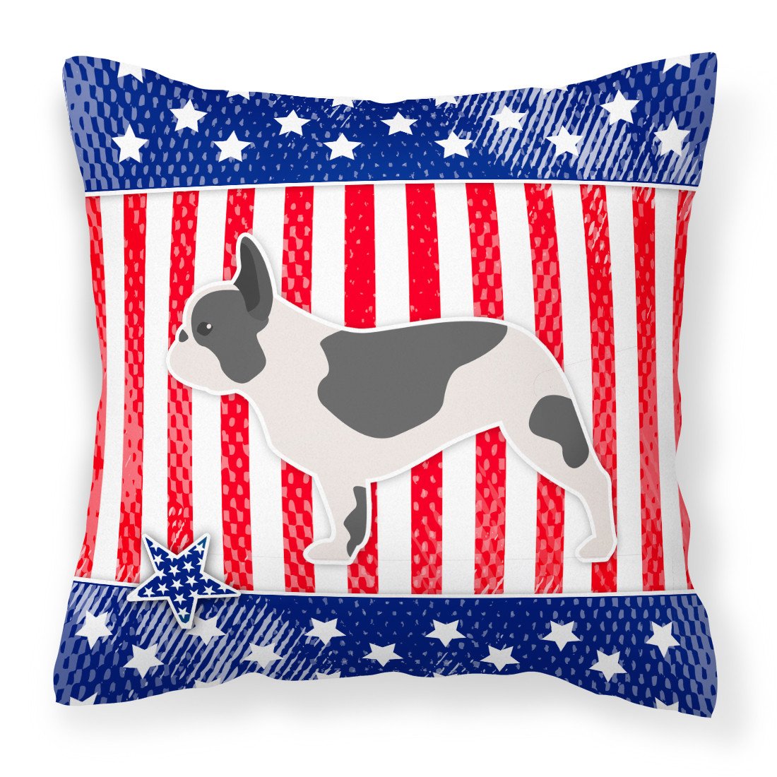USA Patriotic French Bulldog Fabric Decorative Pillow BB3341PW1818 by Caroline's Treasures